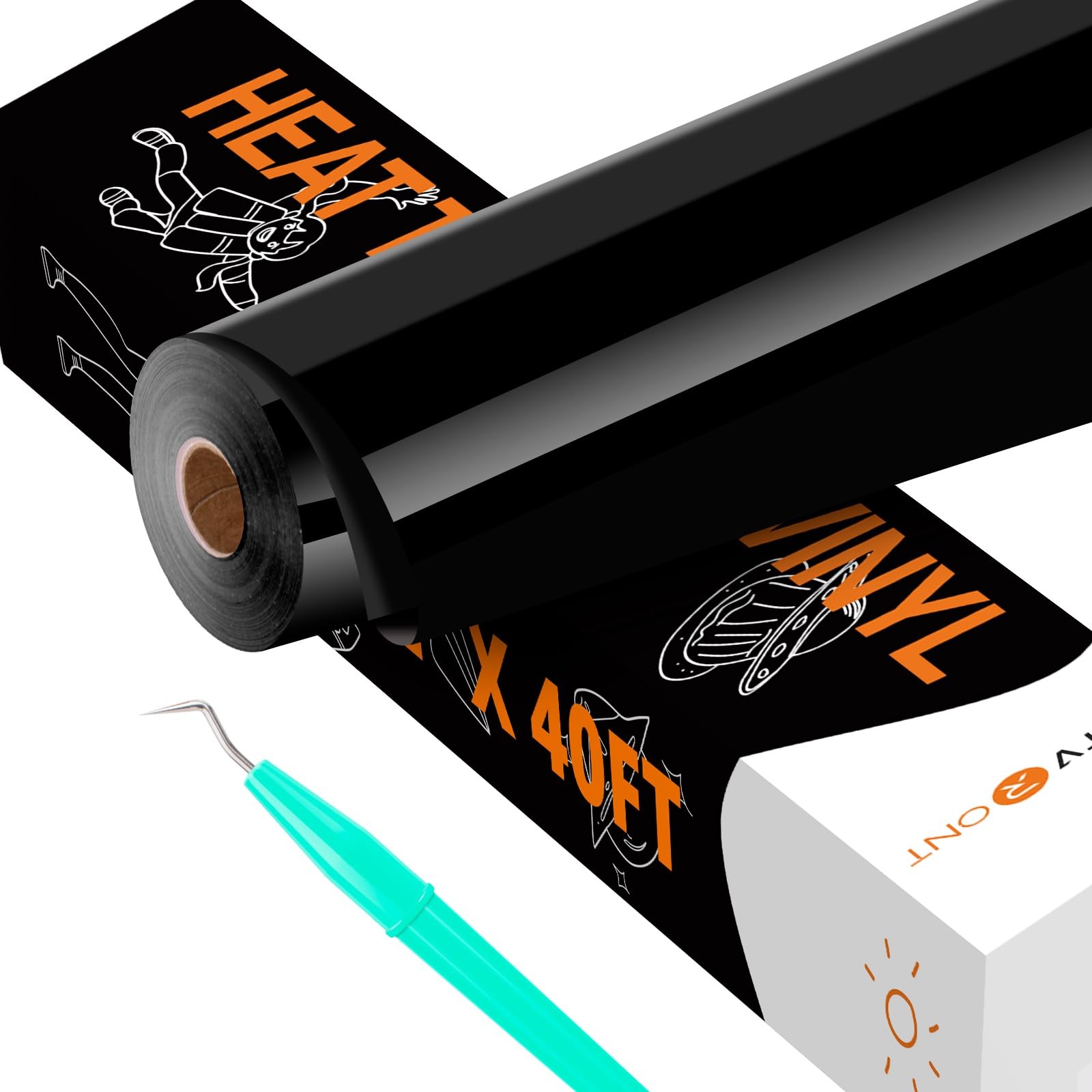 Black HTV Heat Transfer Vinyl 12 Inch X 40 FT Iron On Vinyl Roll Craft