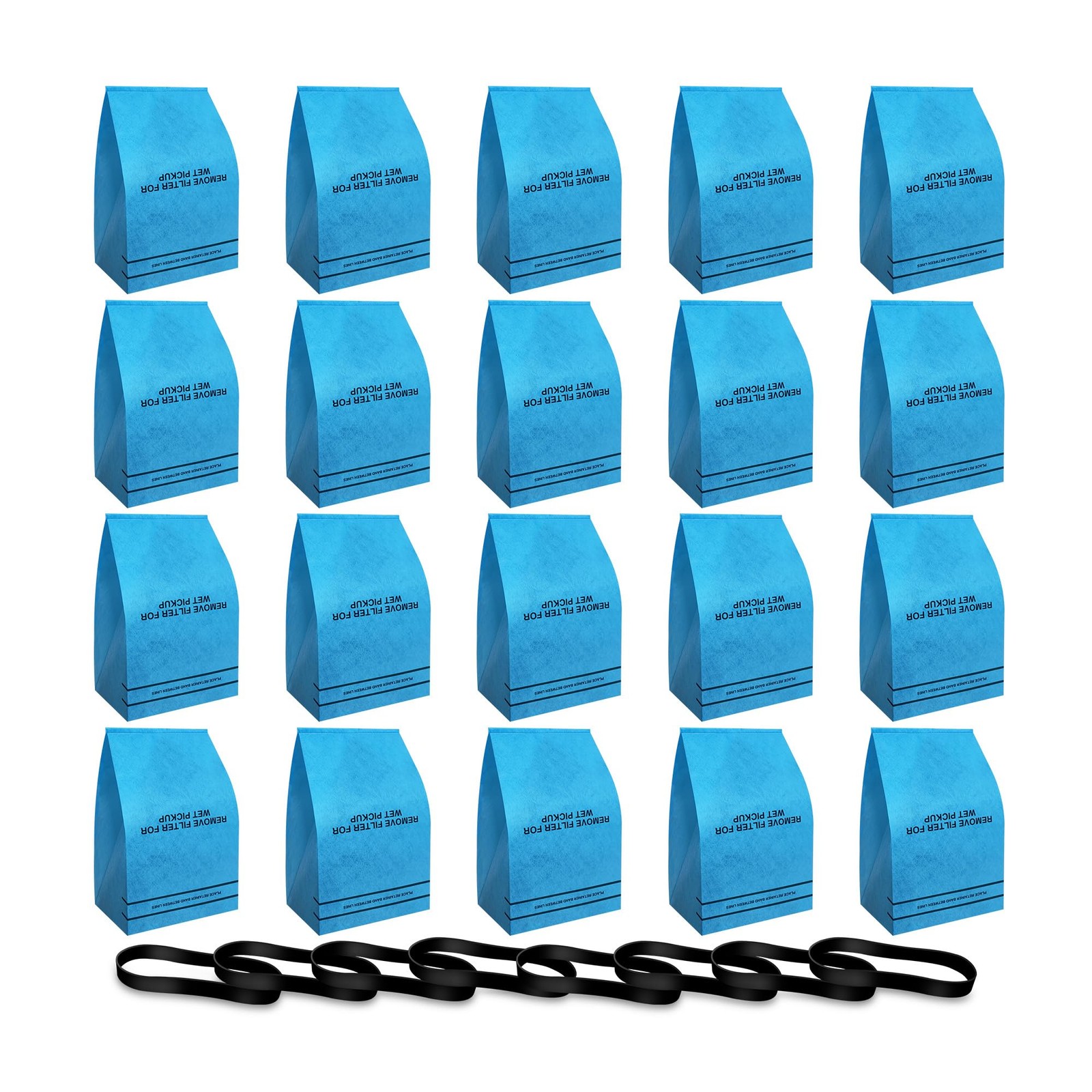 20 Pack Wet Dry Vac Filter Bags for Stinger 2.5-5 Gallon 20 Pack+8 Band