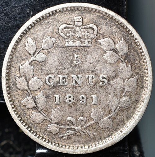 1891 Canada 5 Cents Silver ASW 0.0346 KM#2 - VF
