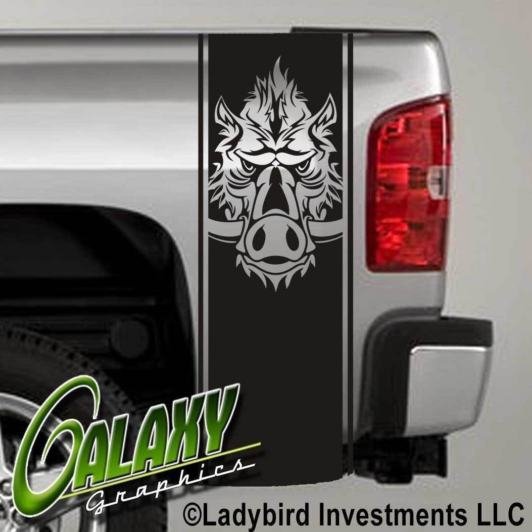 Road Hog Wild Boar Truck Bed Decals Stripes (Pair) - Fits Ram Chevy F150 Toyota