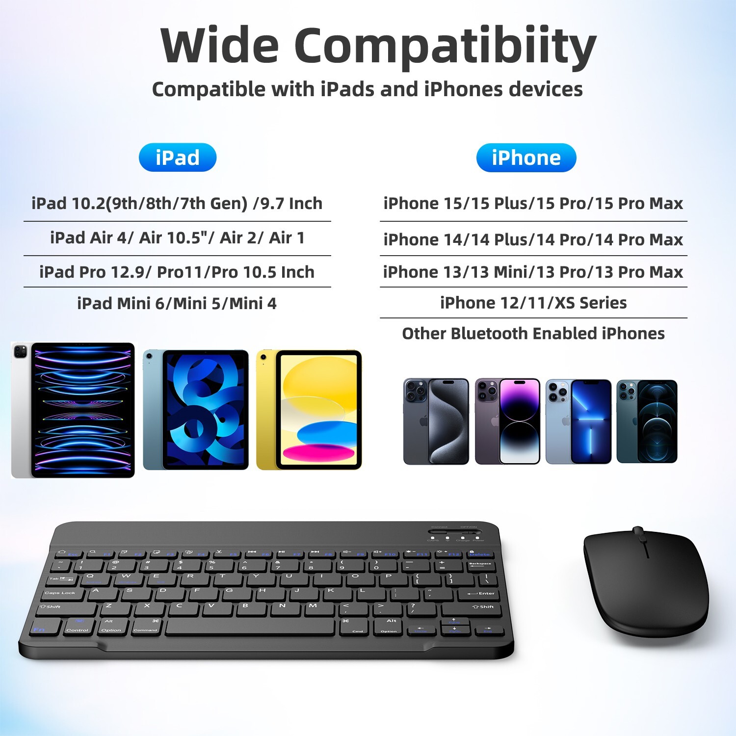 Bluetooth Wireless Keyboard and Mouse For Android IOS PC Phone Tablet Samsung