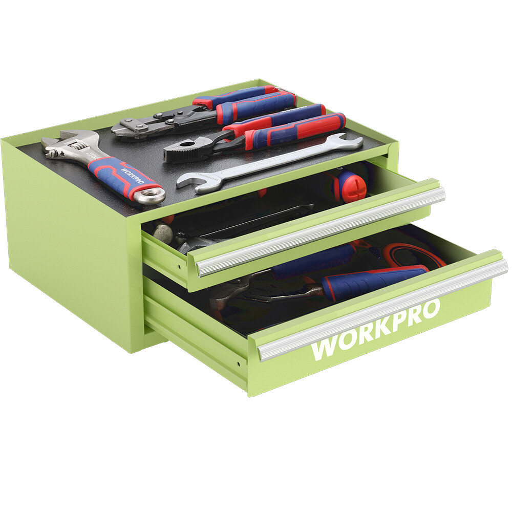 WORKPRO Mini Tool Box 12.5" 2 Drawer & 1 Open Top Storage Small Metal Tool Chest