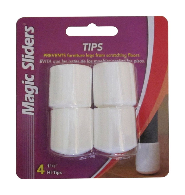 Magic Sliders 94500 White Round Rubber Furniture Leg Tips 1-1/8 in.