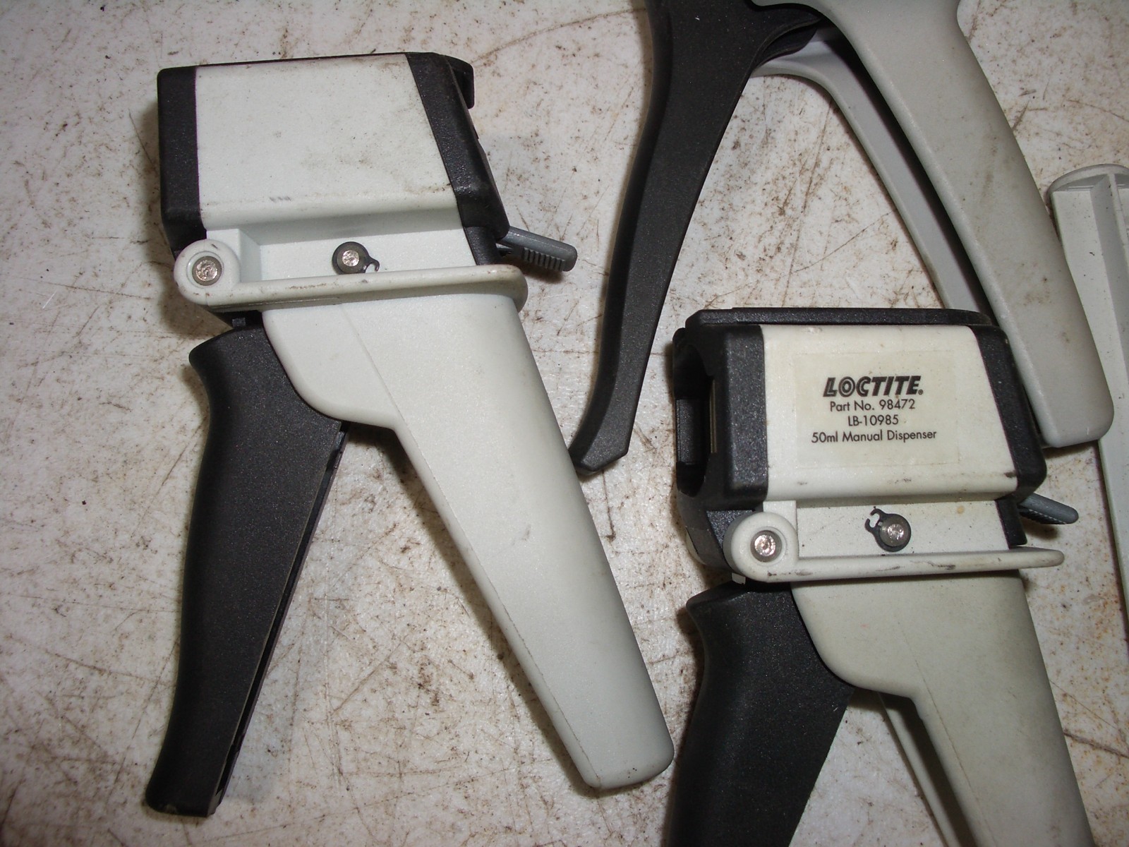 3 each assorted Loctite 50ml Manual adhesive Applicators with plungers