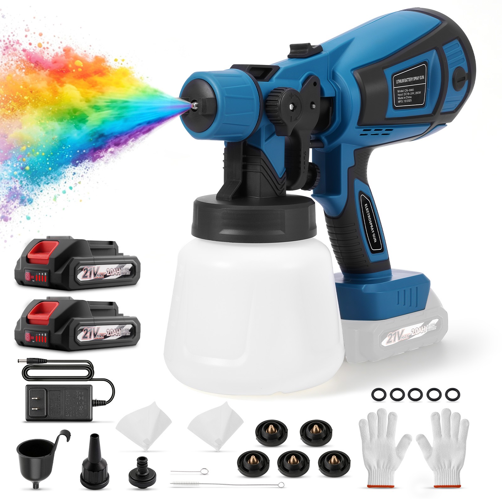 Electric Paint Sprayer Gun 600W HVLP Handheld 280-850ml/min Adjustable Control