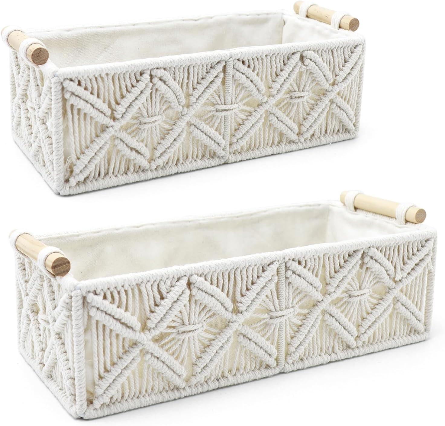 Macrame Storage Baskets Boho Decor Style Woven Storage Boxes Home Organization