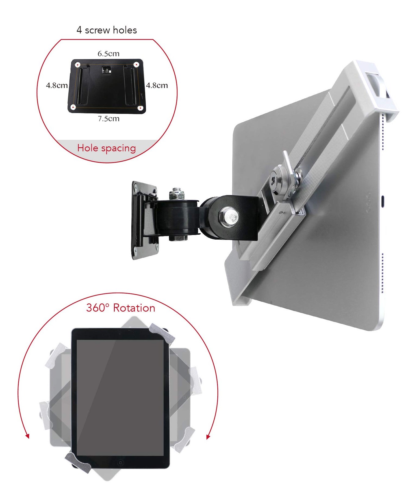Tablet Wall Mount Holder with Anti Theft Lock,Rotate Design,Multi Angle,Brack...