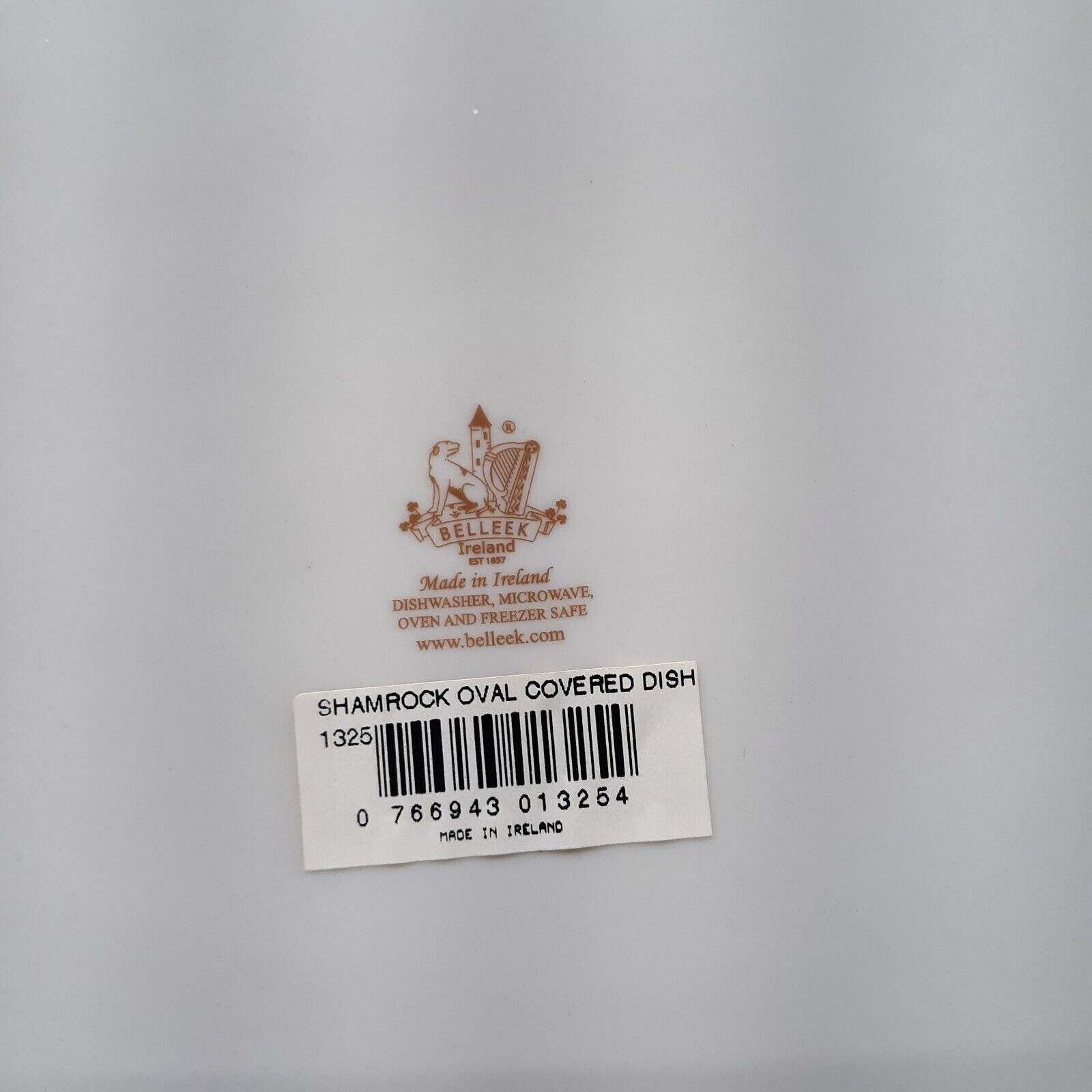 Belleek Shamrock Oval Covered Dish, Porcelain