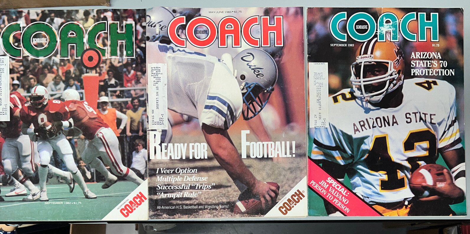 SCHOLASTIC COACH MAGAZINE Lot Of 3 NCAA COLLEGE FOOTBALL ASU DUKE NEBRASKA