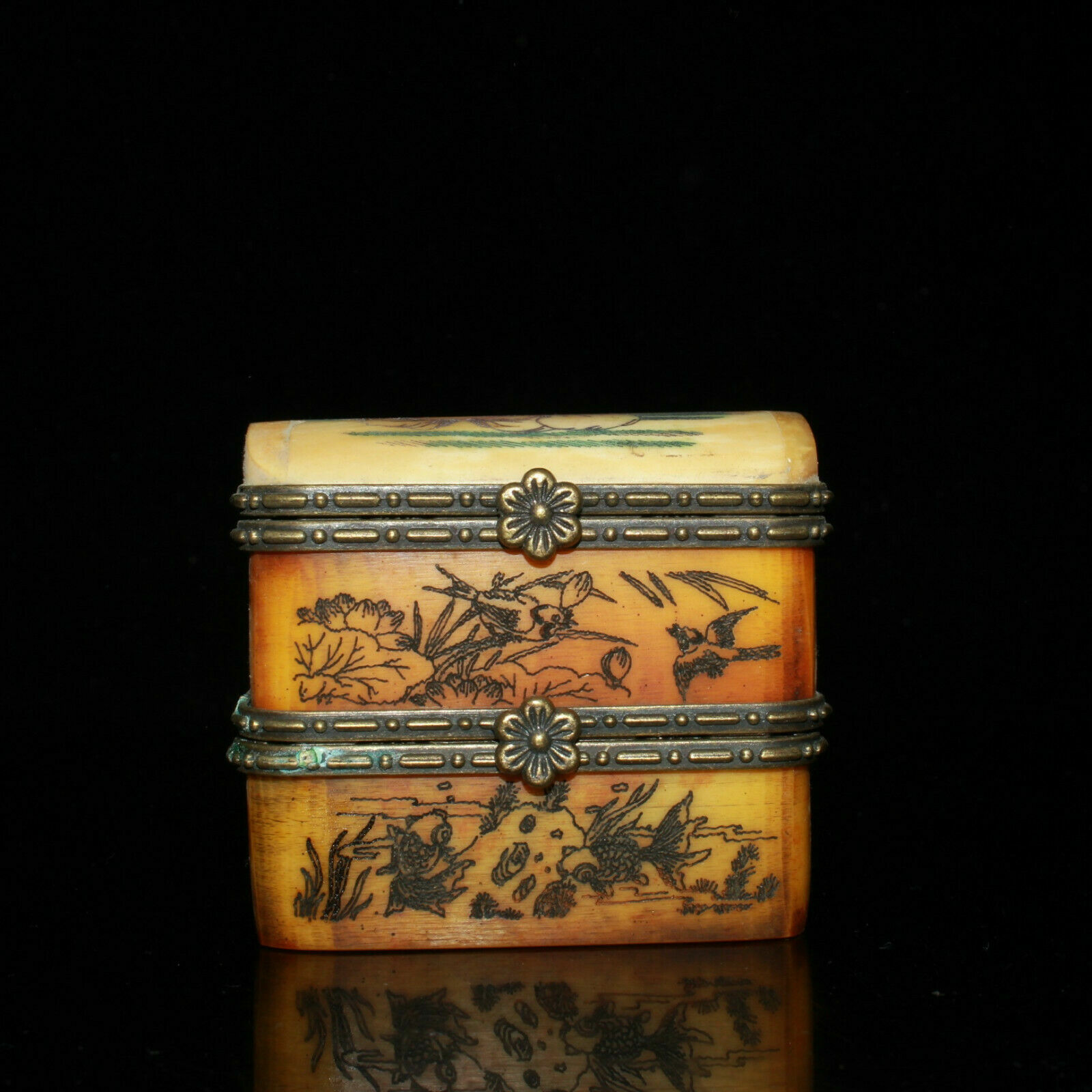 Rare Small Unique Vintage Antique Plum Jewelry Box -