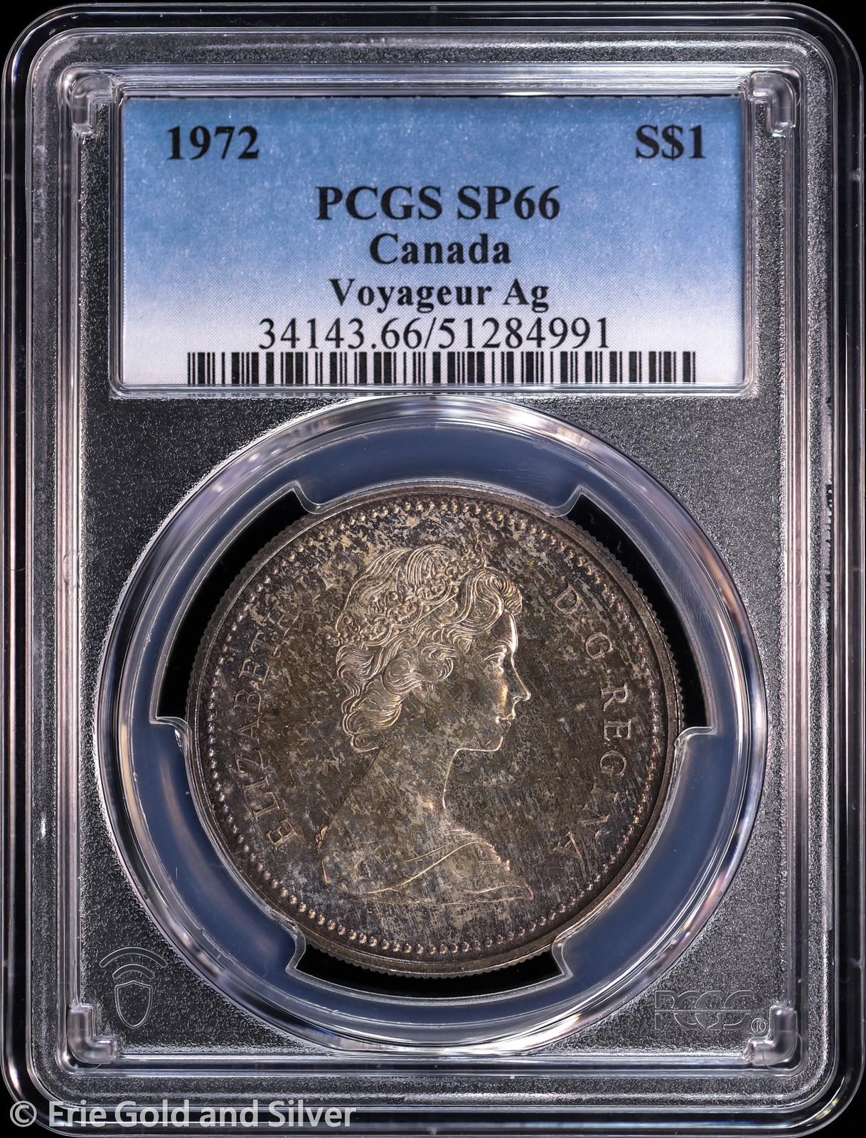 1972 $1 Canada Elizabeth II Voyageur Silver Dollar PCGS SP 66 | Toned