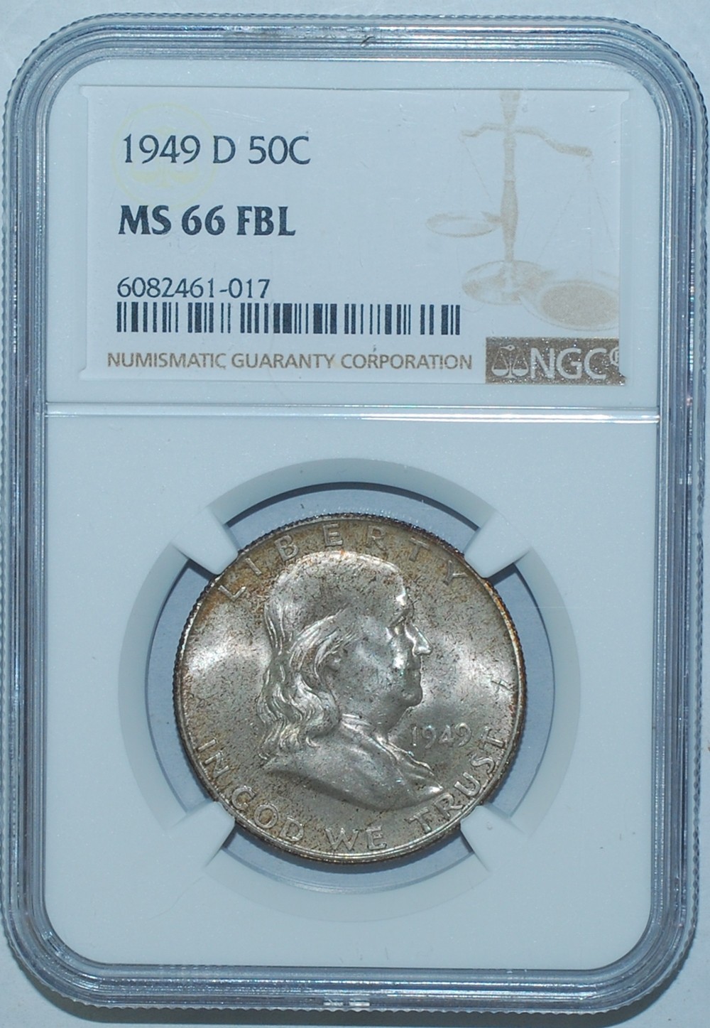 1949 D NGC MS66FBL Full Bell Lines Franklin Half Dollar