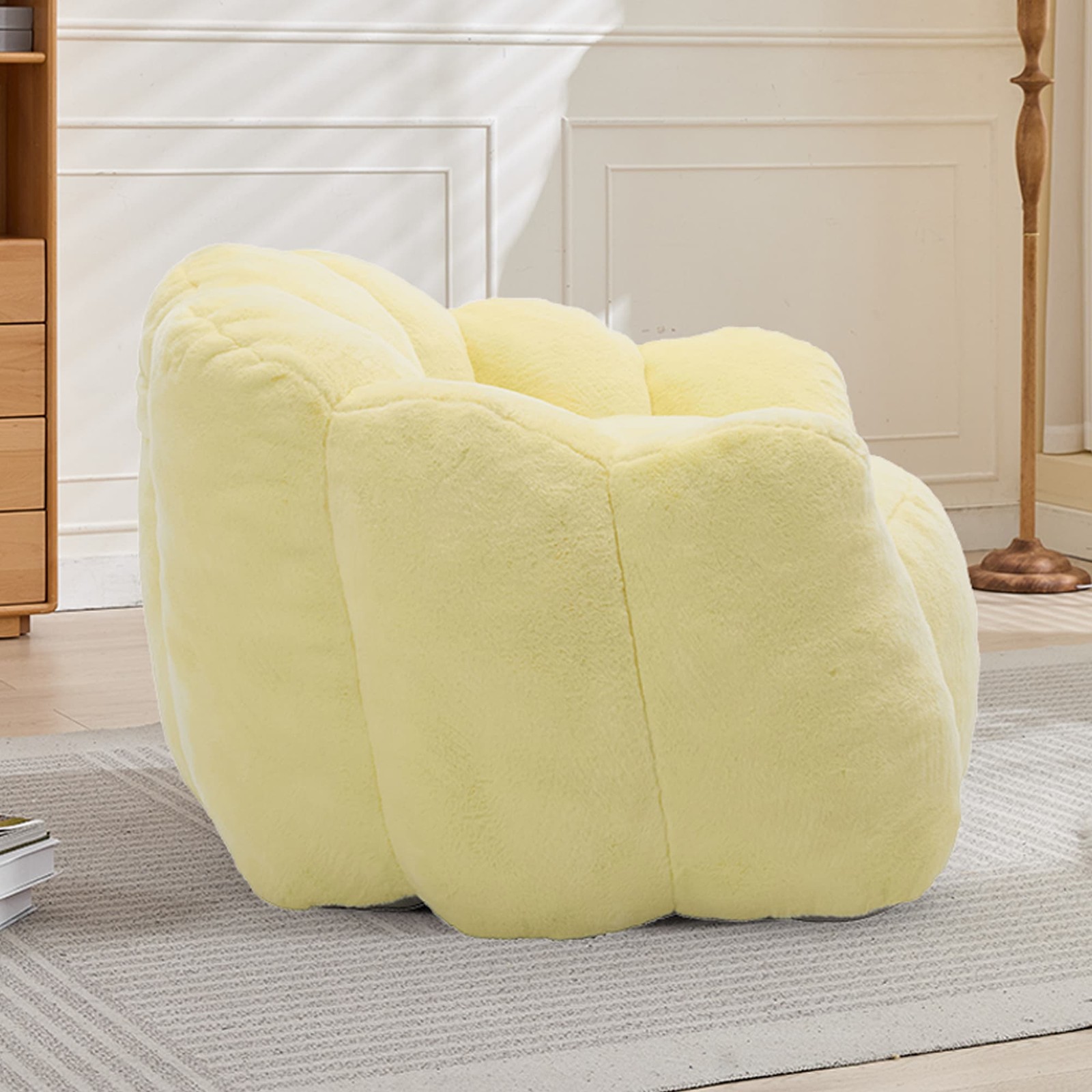 Yellow Lotus Compression Sofa Bean Bag Pull Ring Portable Living Room Bedroom
