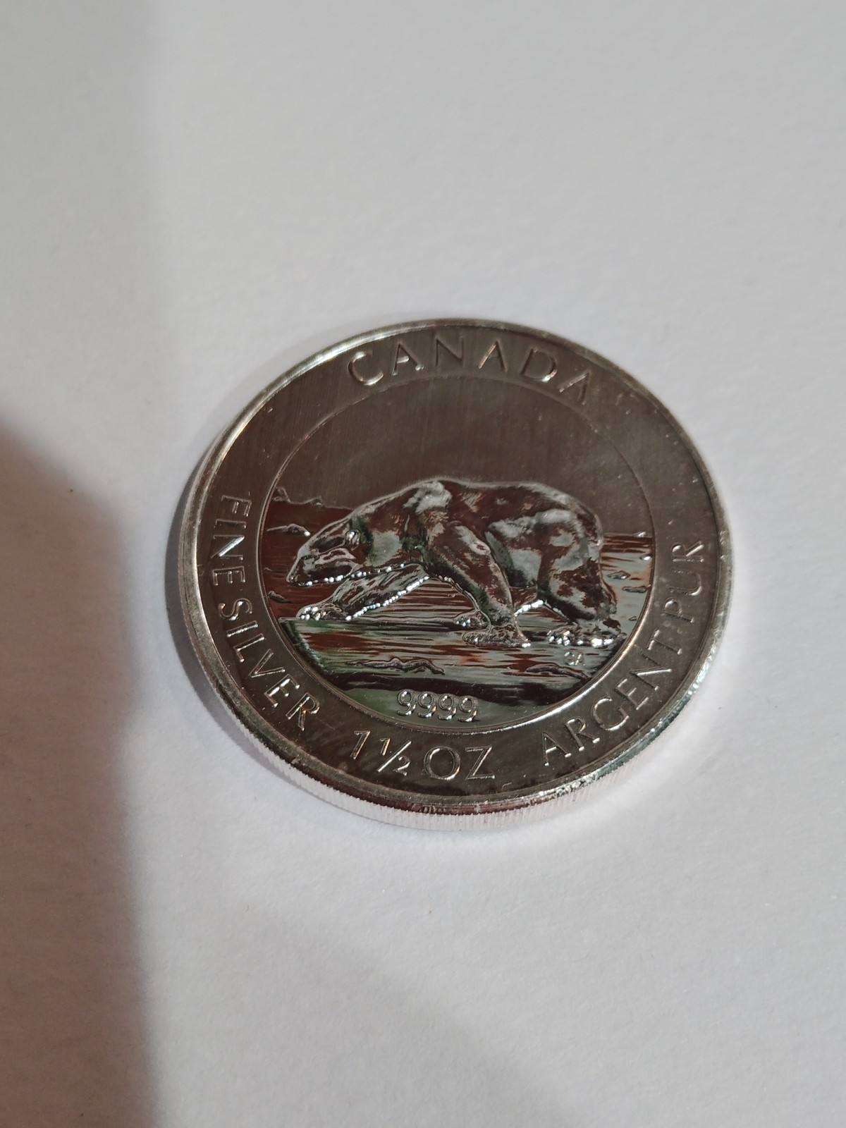 2013 CANADA UK Queen Elizabeth II POLAR BEAR Nordic Proof $8 Coin Toning 1.5 Oz