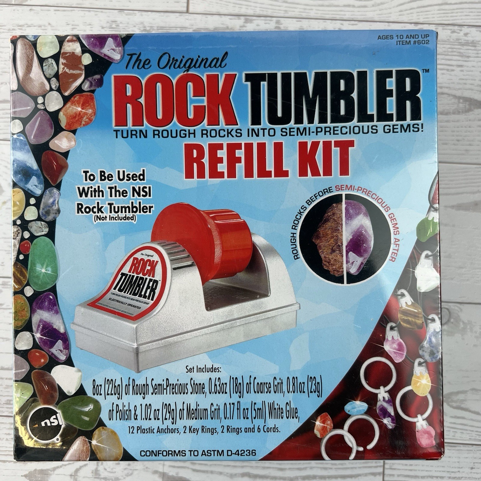 NEW Rock Tumbler Refill Kit -The Original - Precious Stones, grit, polish & Glue