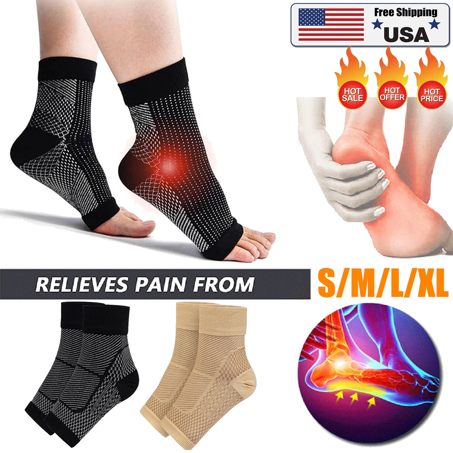 Compression Socks for Plantar Fasciitis, Achilles Tendonitis, Arthritis Relief