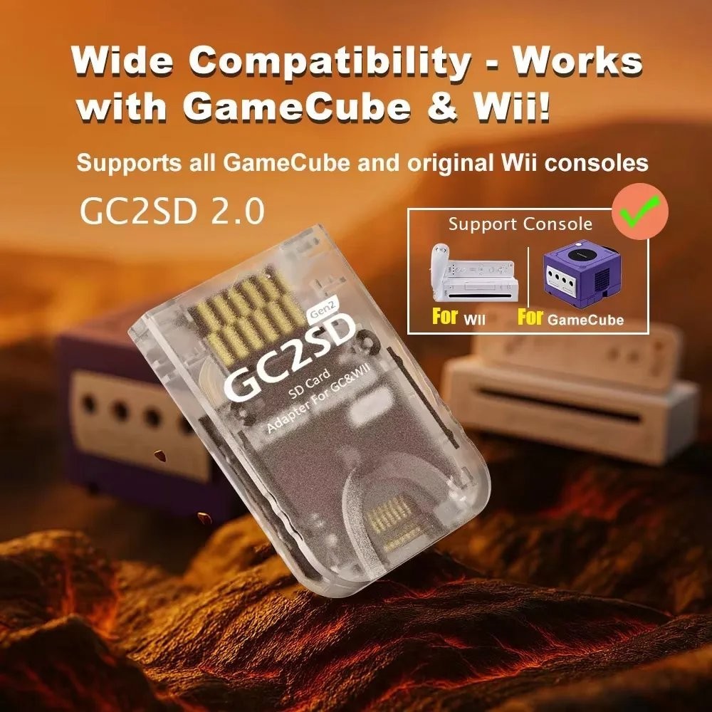 GC2SD Gen2 Micro SD Card Adapter For GameCube Wii Console Homebrew Swiss