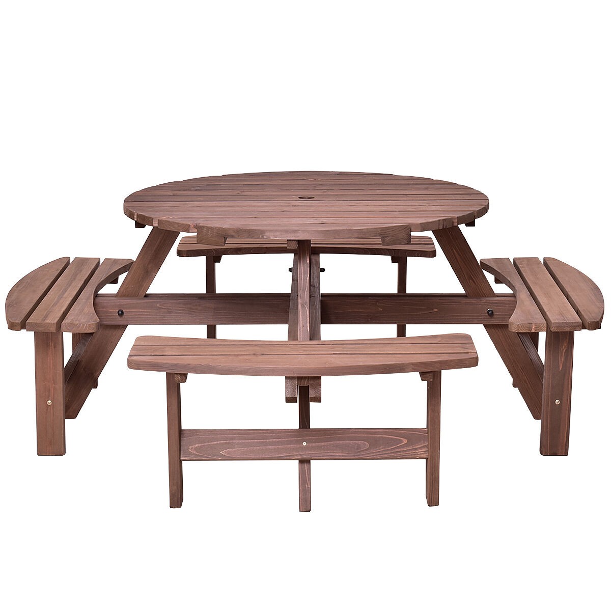 Indoor& Outdoor 8 Seat Wood Picnic Table Beer Dining Seat Bench Set Garden Yard