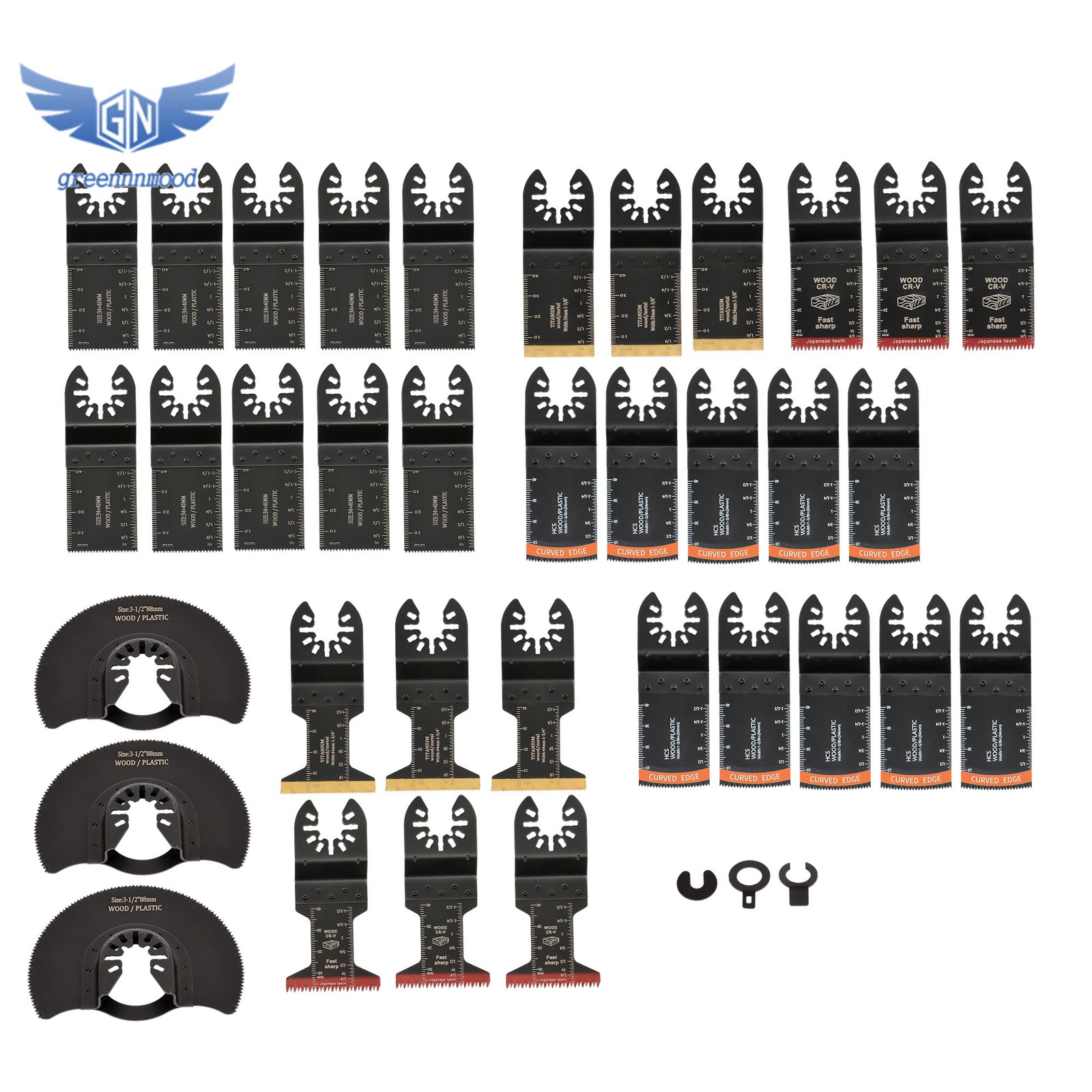 35PCS Multitool Blades 7 Types Titanium Oscillating Tool Quick Saw Blades