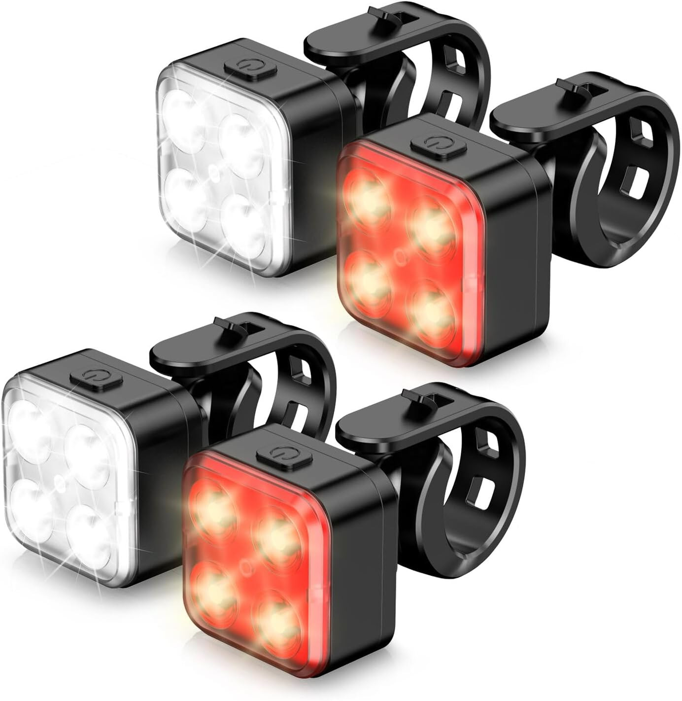 Akale Bike Lights Set, Rechargeable Bicycle Lights Front and Rear, 4 Light Mode