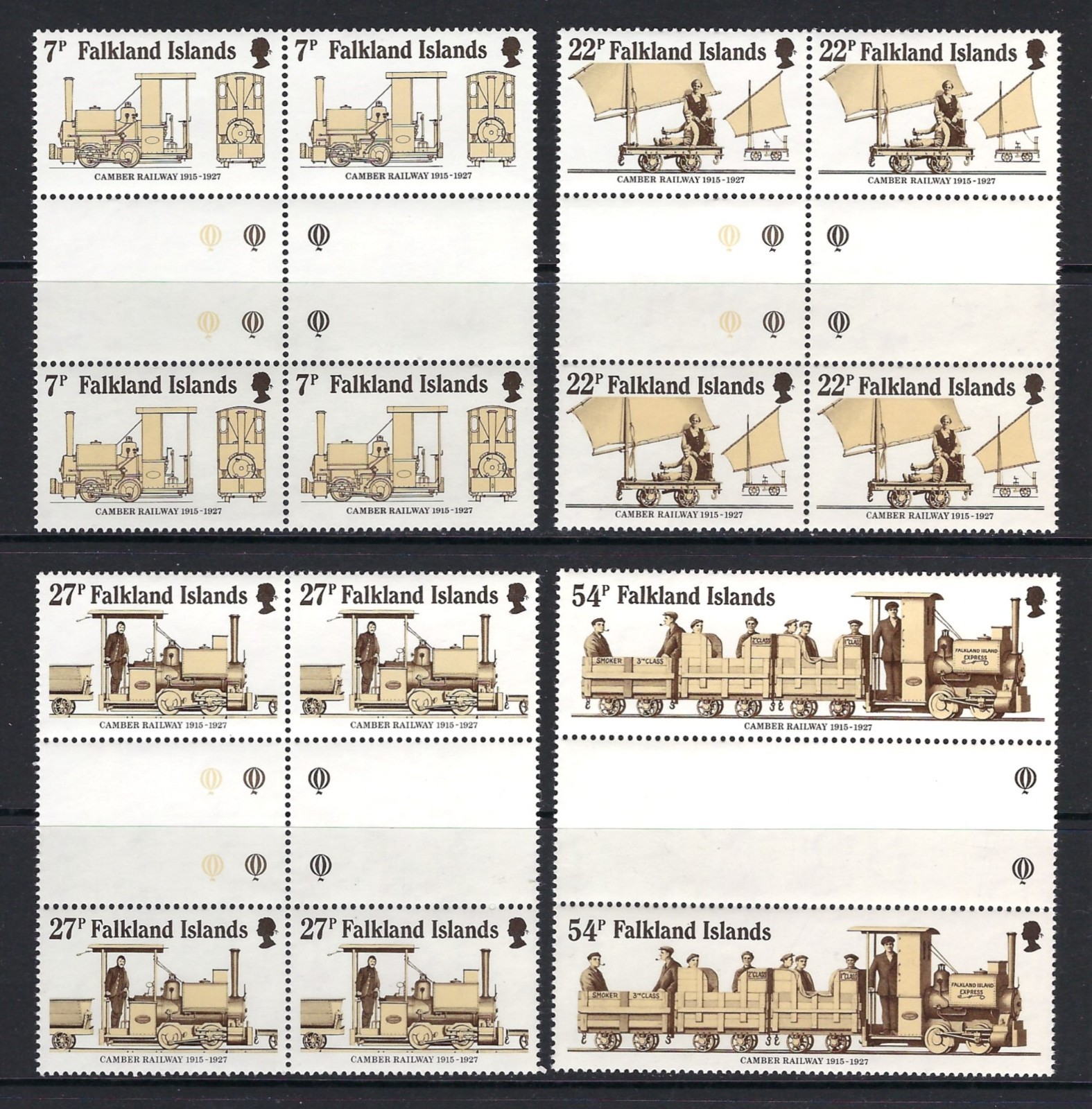 FALKLAND ISLANDS #416-19 MINT, NH - GUTTER PAIRS