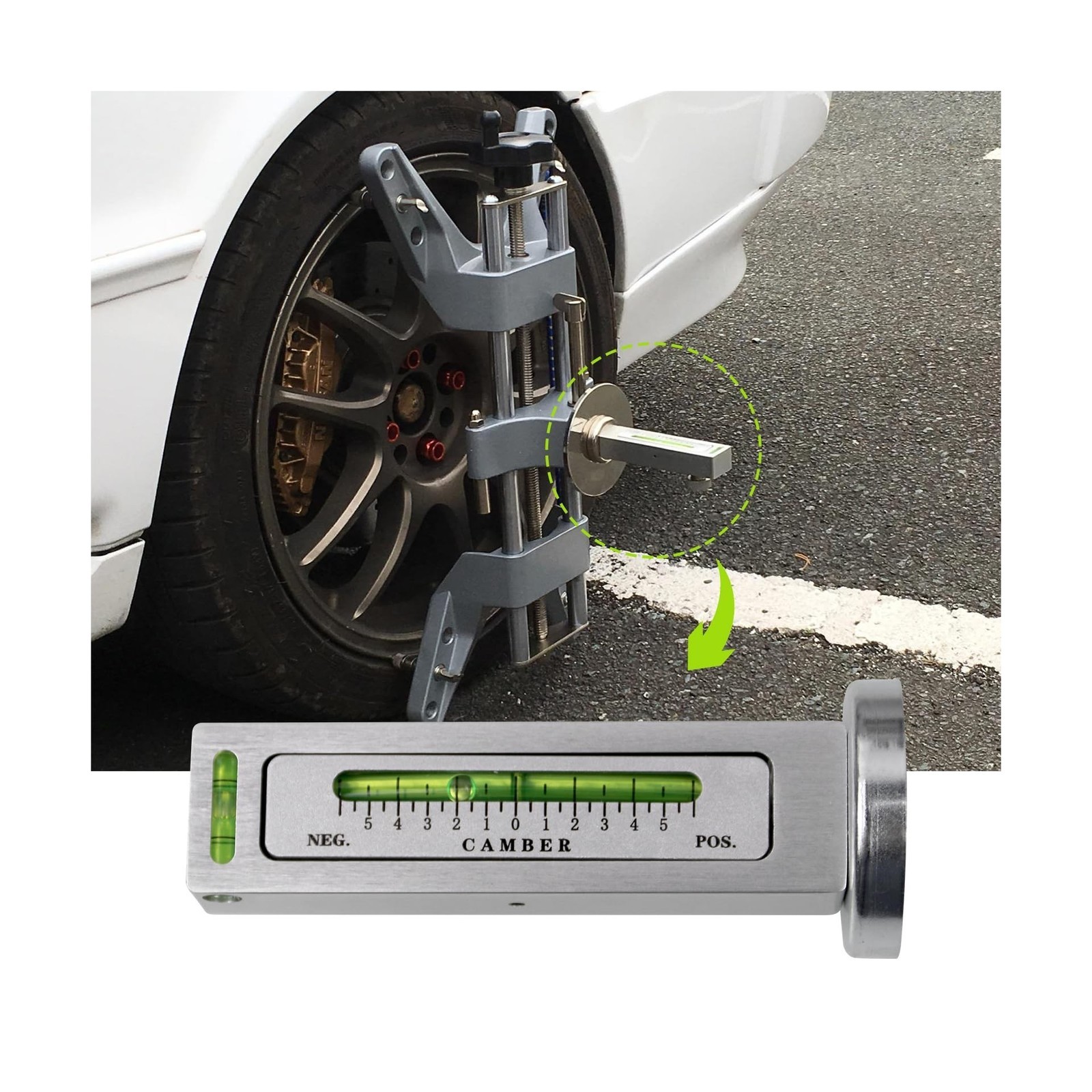 Wheel Alignment Tool - Camber - w/ Magnetic Adapter - For 11-25in