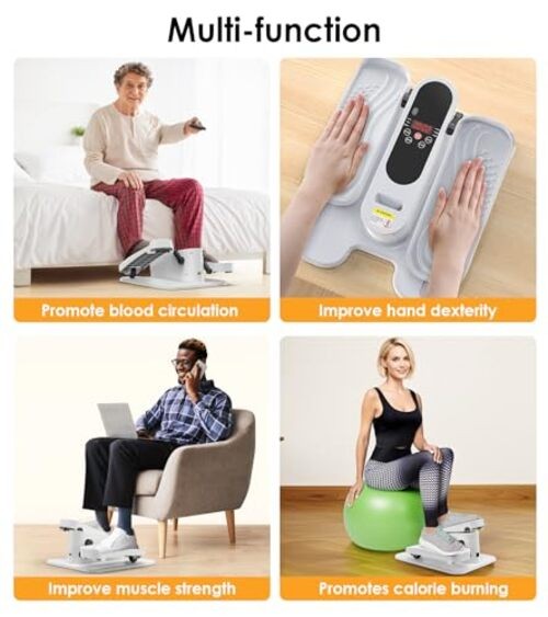 Under Desk Elliptical Machine, Electric Seated Leg Exerciser for Seniors, White