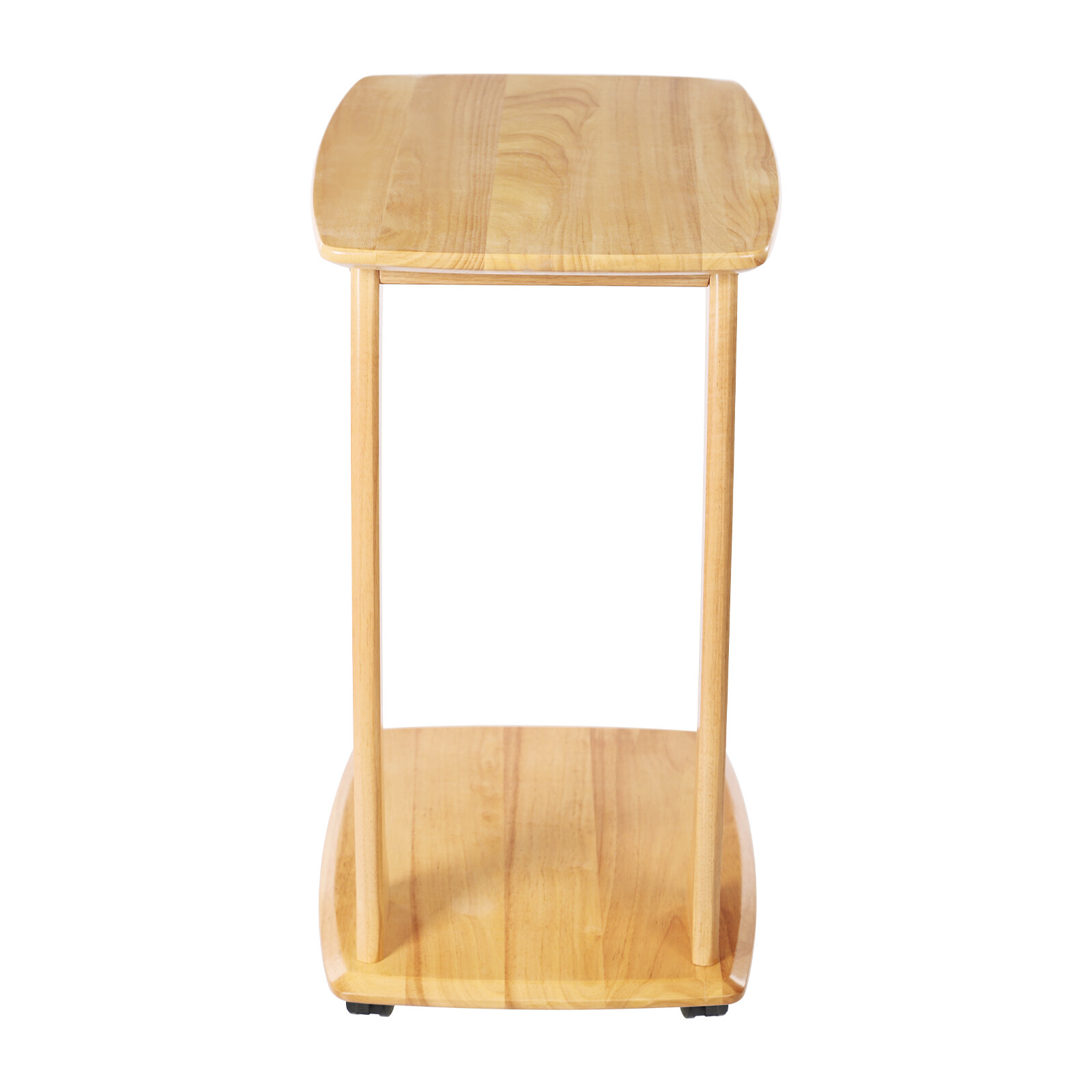 C-Shaped Side Table Floor Standing Solid Wood End Table With Wheels 24.8 inches