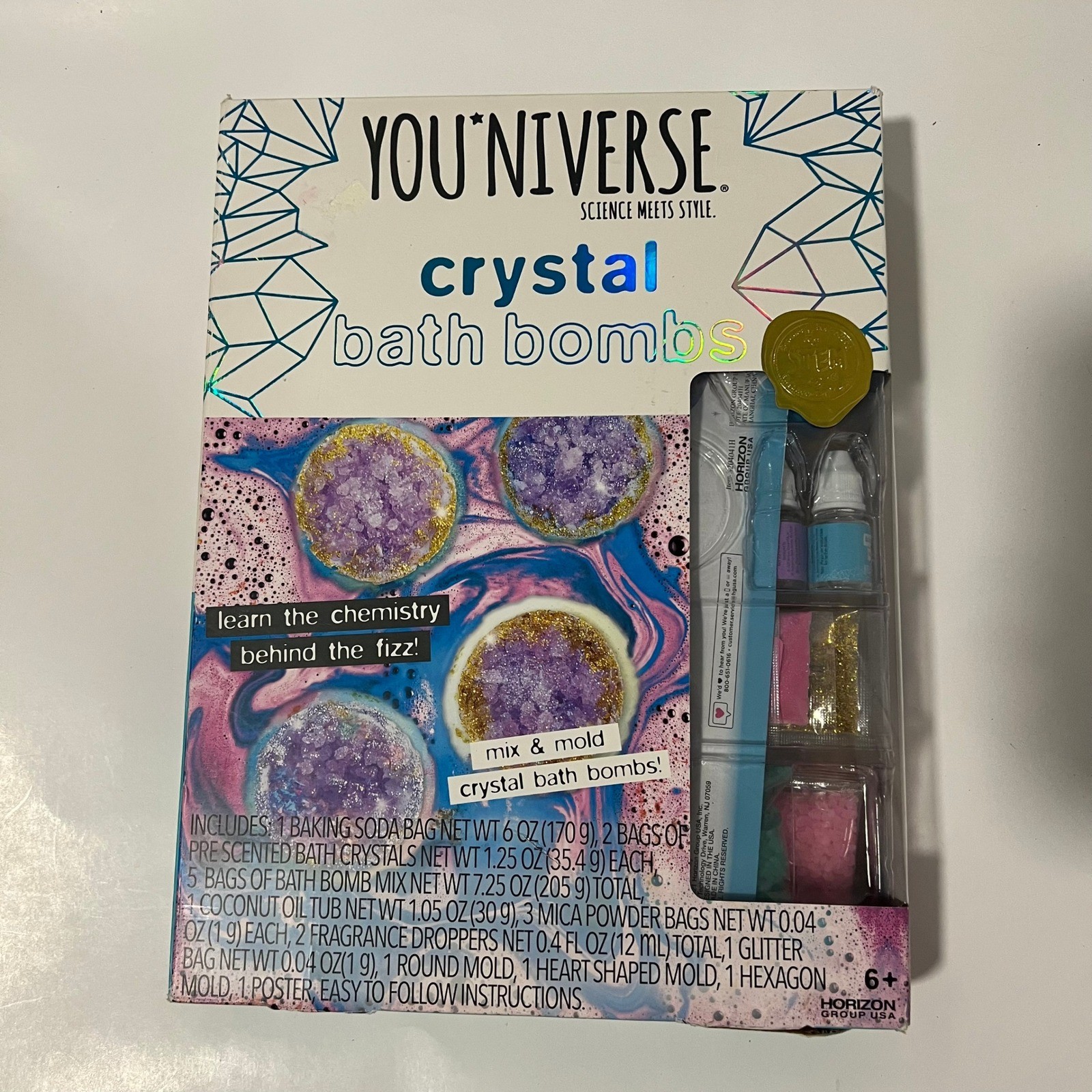 YOUniverse Crystal Bath Bombs STEM Science Kit Horizon Group USA 204041H Ages 6+