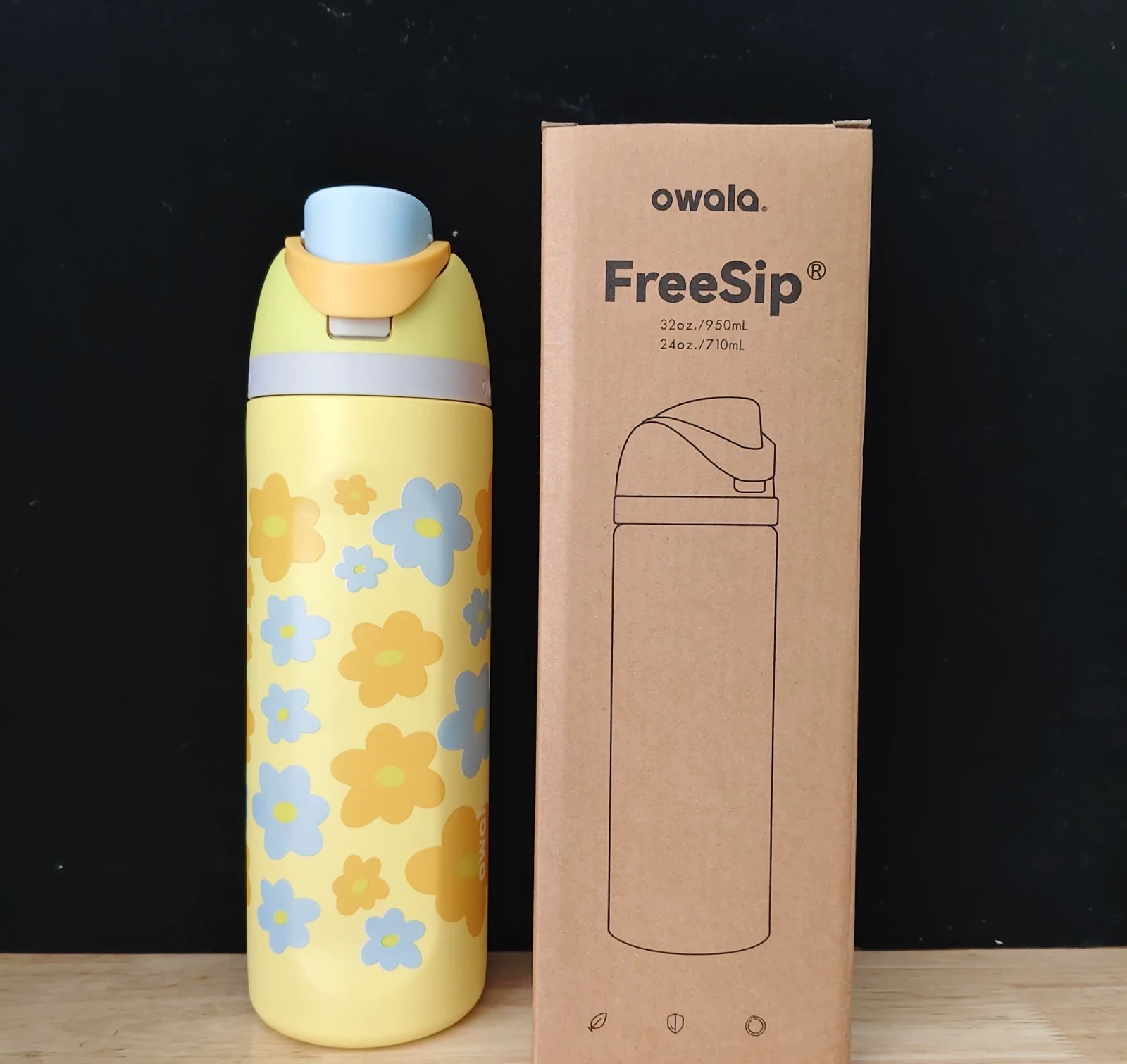 24oz Owala Color Drop Water Bottle Yellow Chicks&Giggles Stainless Steel Cup=NEW
