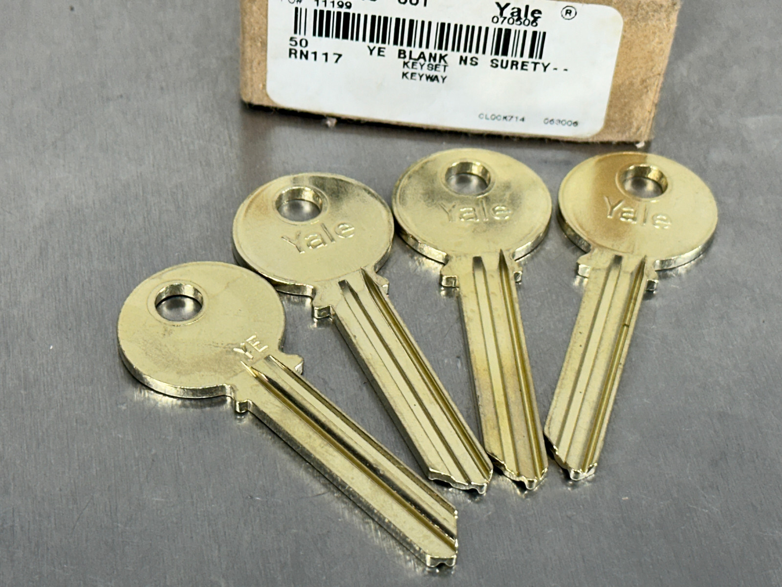 (4) Yale RN117 YE Key Blanks 7 Pin Keyway