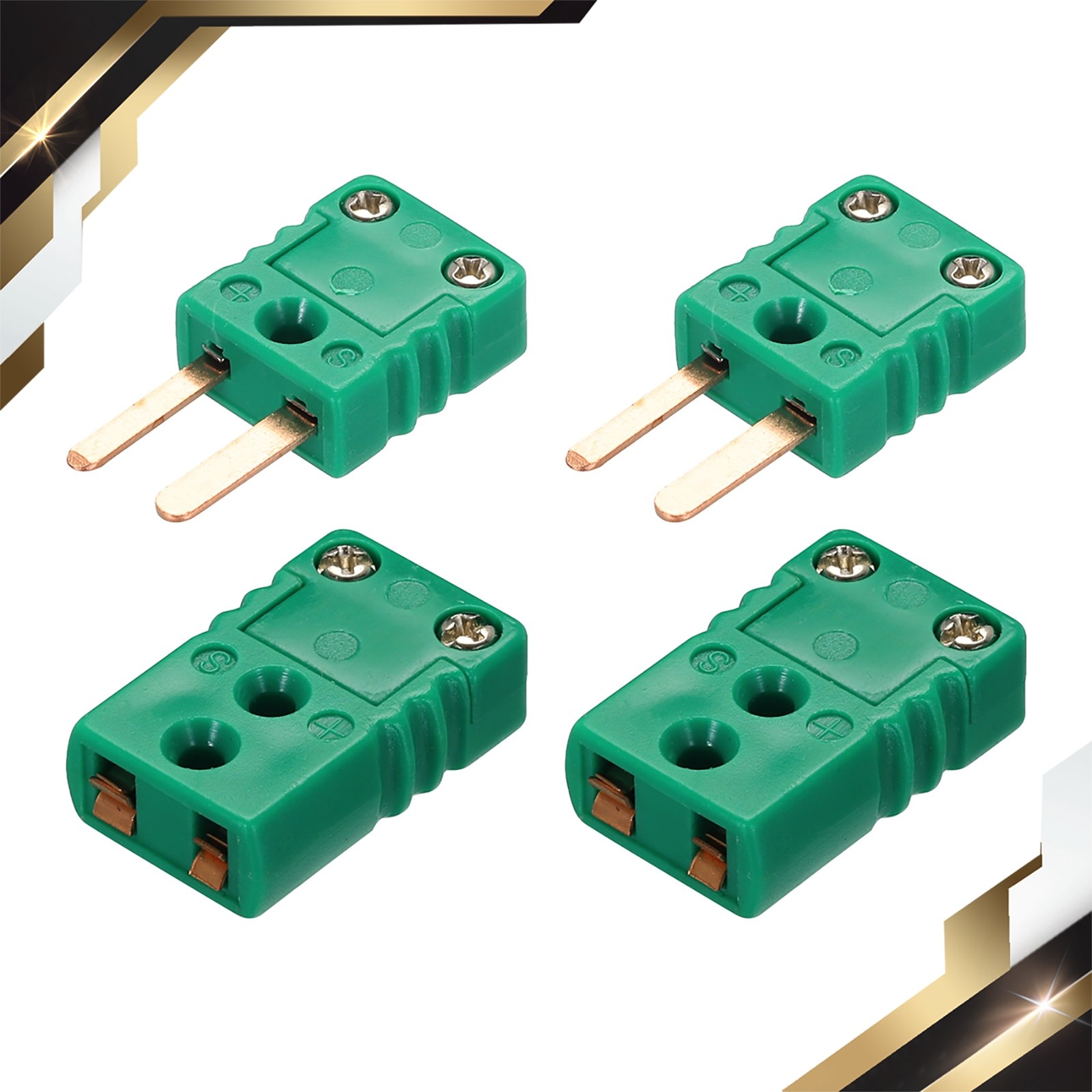 2 Set R/S Type Thermocouple Wire Connectors Female Male Plug 200°C Dark Green