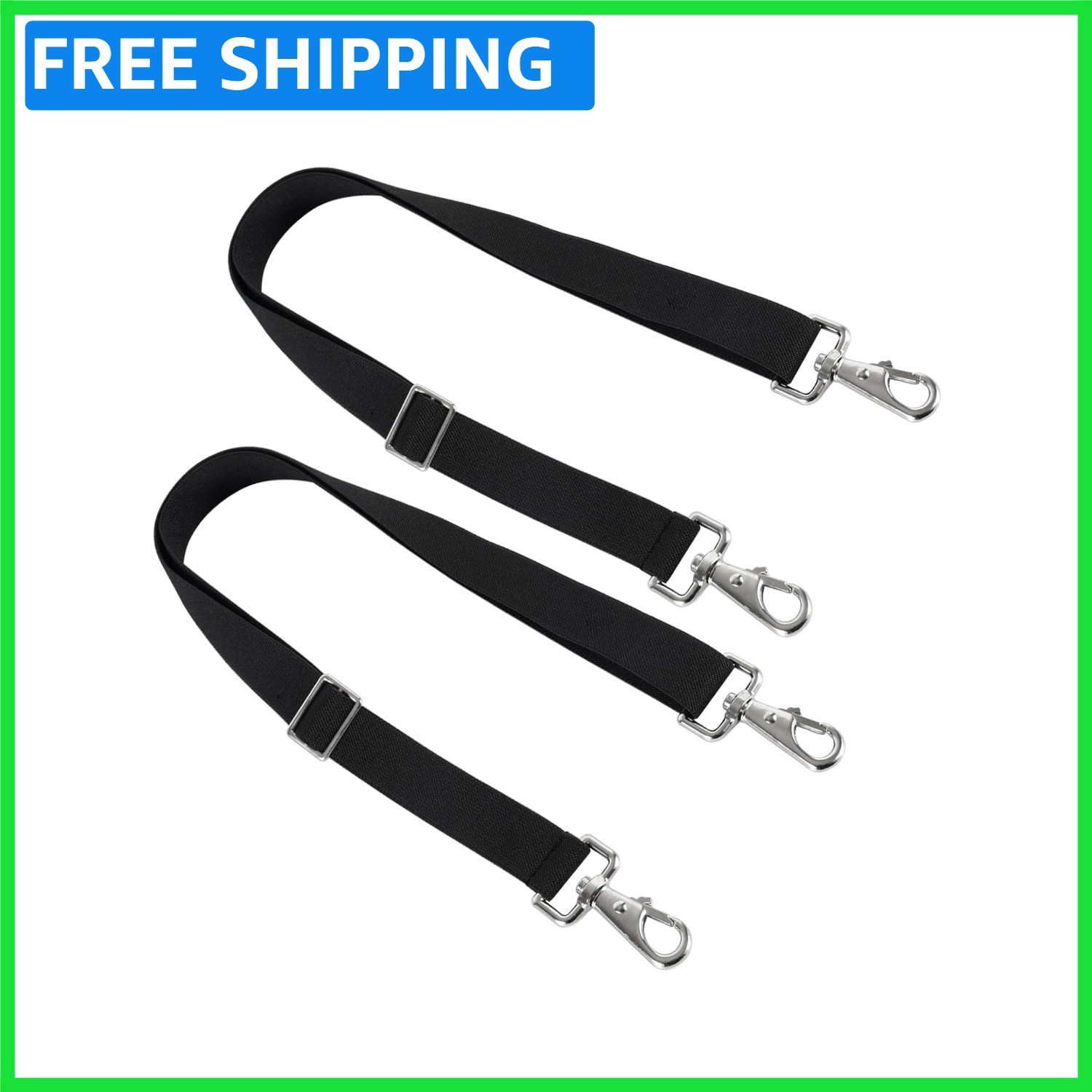 High-Strength Adjustable Belly Straps for Horse Blankets, 2 Pack - Black Elastic