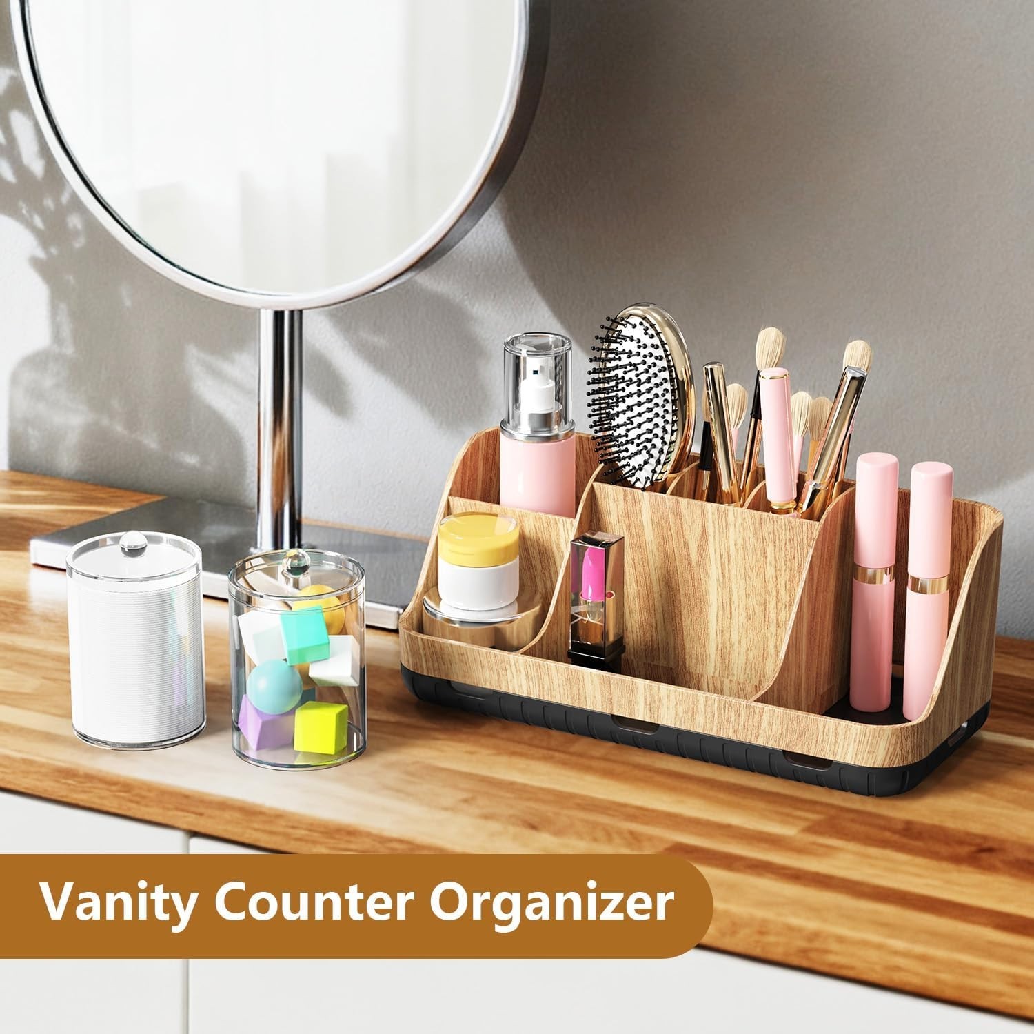 Toothbrush Holder Set with Qtip Dispenser - 7 Slots