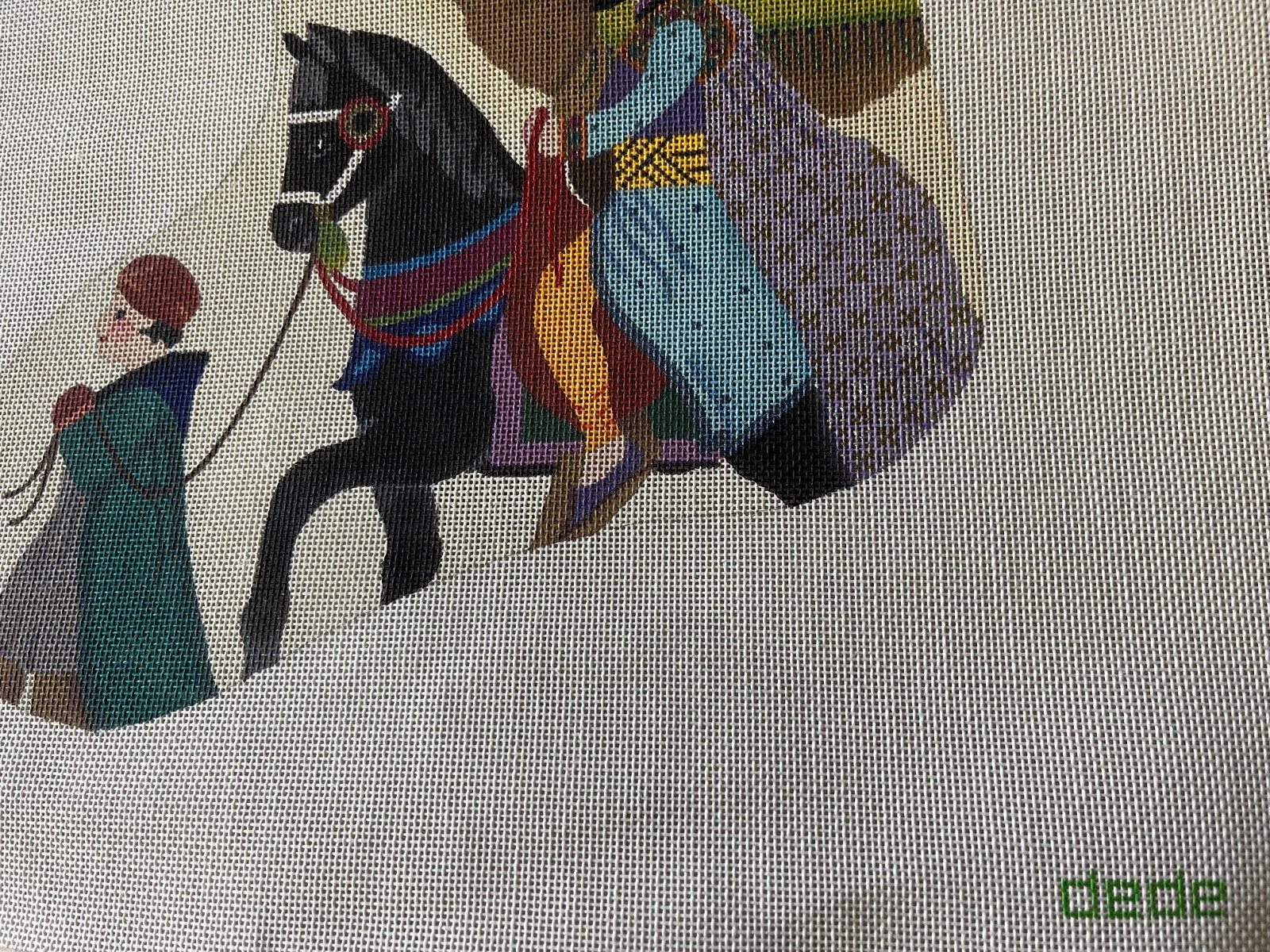 RARE! Dede Large 21" WISE MEN Nativity Stocking Hand Painted Needlepoint Canvas