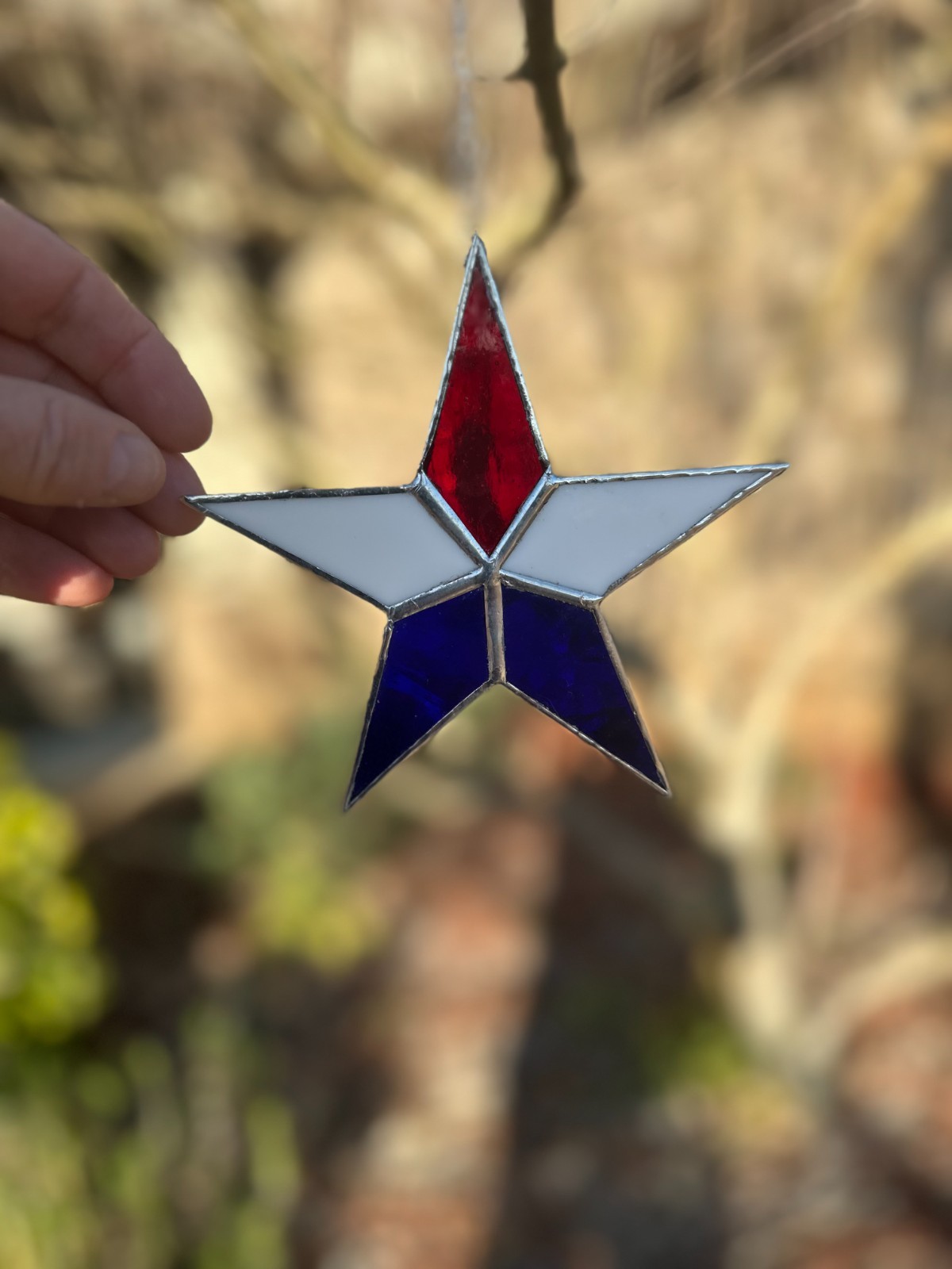 Red/White/Blue 5" Stained Glass Star Suncatcher