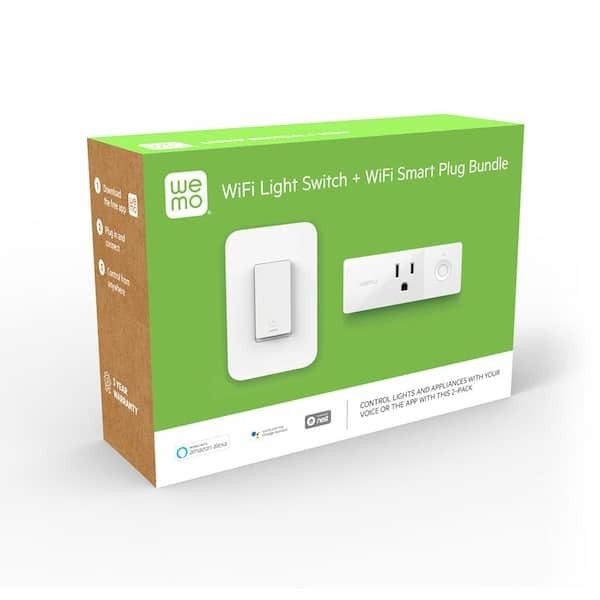Belkin WeMo WLKP3063-BDL WiFi Smart Light Switch+Plug Bundle Voice Control Alexa