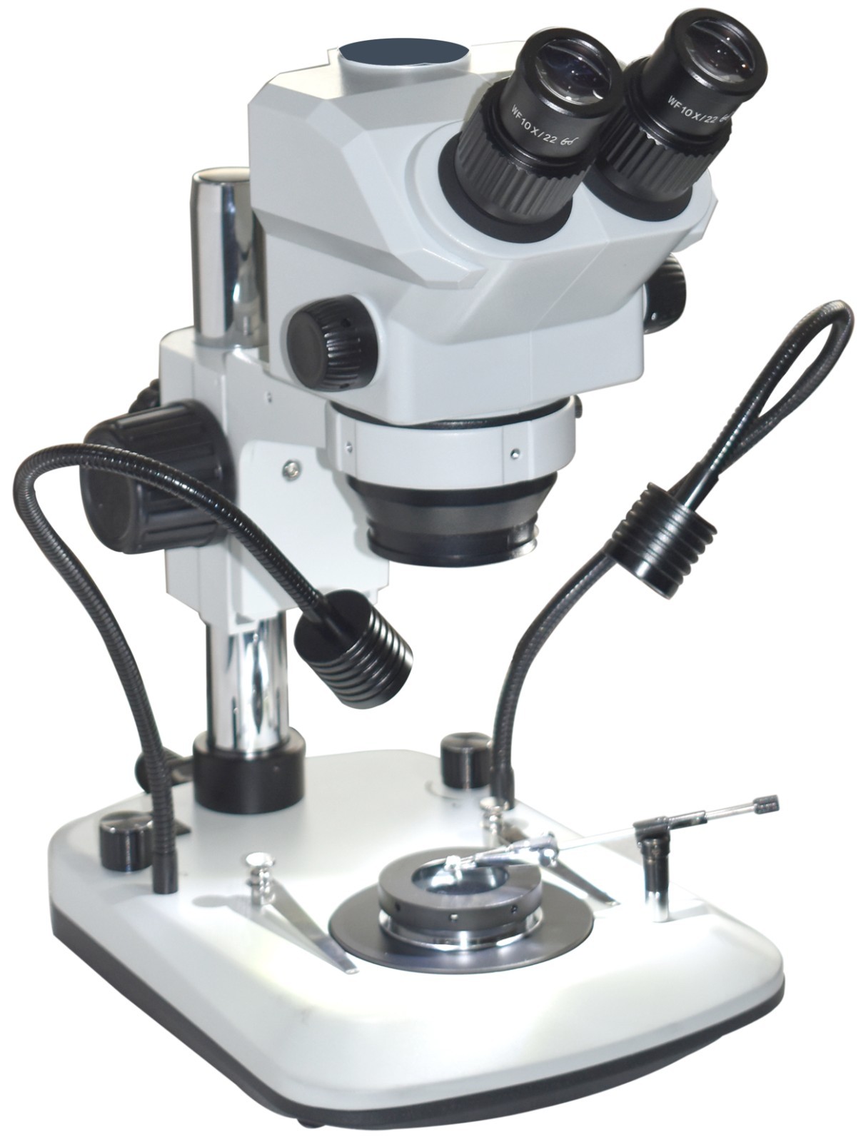 Gemology Darkfield Stereo Microscope 7–60×, 1:9 Zoom, 115 mm WD, 22 mm FOV