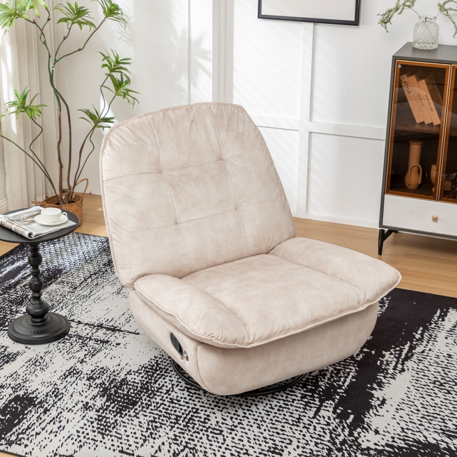 Recliner Chair with Swivel & Glide Velvet Upholstered Lounge Rocker w/ Footrest