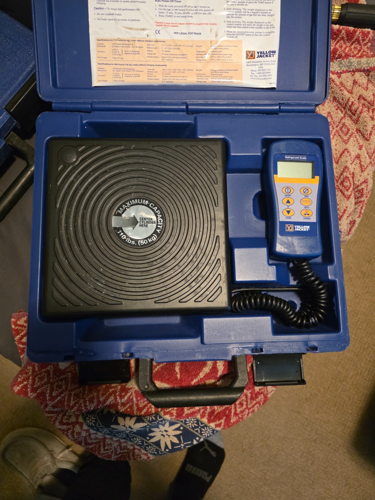 Yellow Jacket 68802 Digital Electronic Charging Scales 110 Lb Capacity