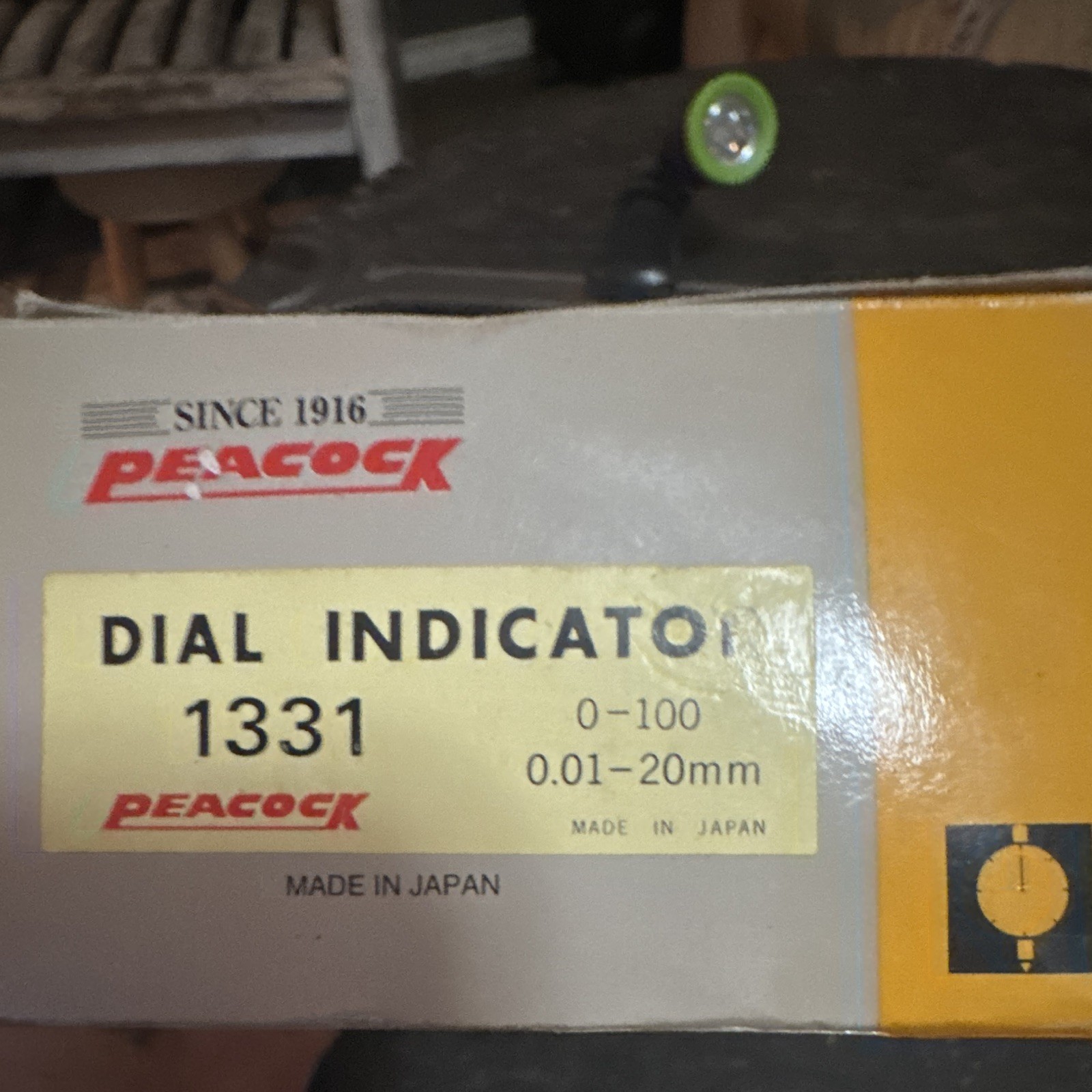PEACOCK Dial Indicator 1331, 0-100 Range, 0.01-20mm, Made in Japan