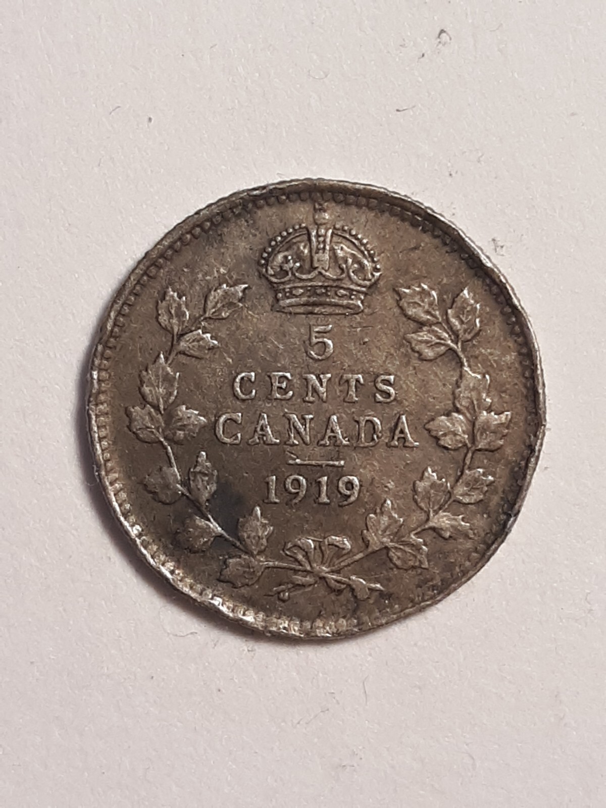 1919 Canadian Silver 5 Cent Fishscale