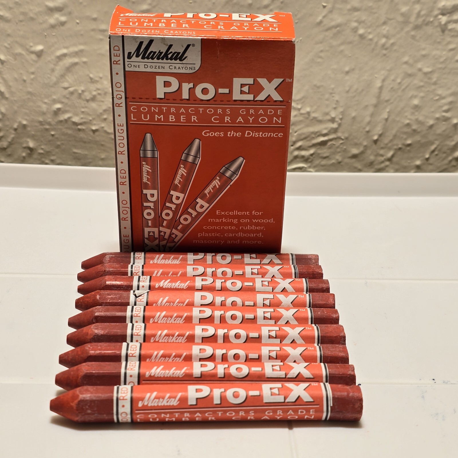 Markall Pro-EX Contractors Grade Lumber Crayons Lot Of 9 - RED