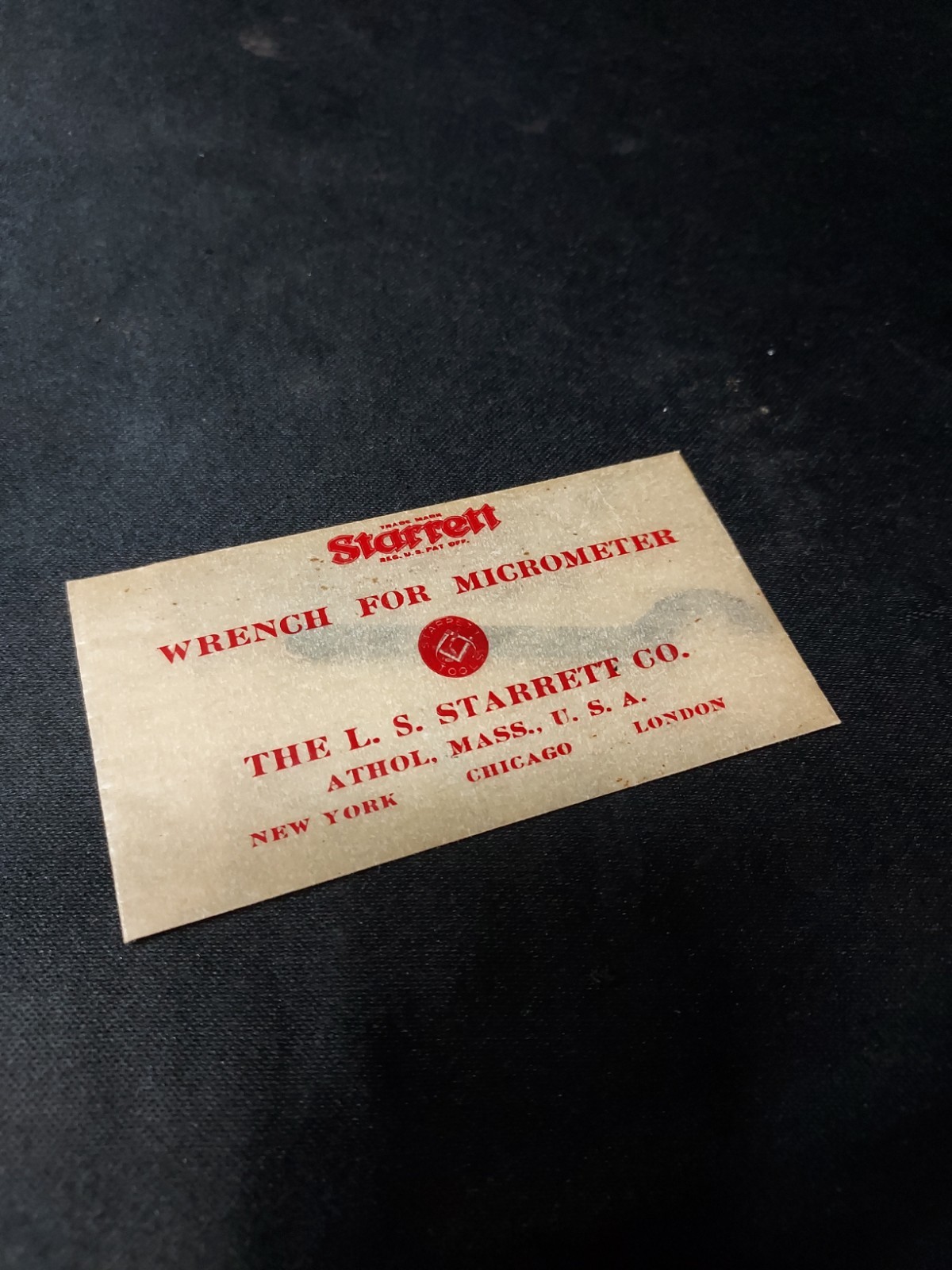 Vintage L. S.  STARRETT Micrometer Wrench in Original Envelope Unused