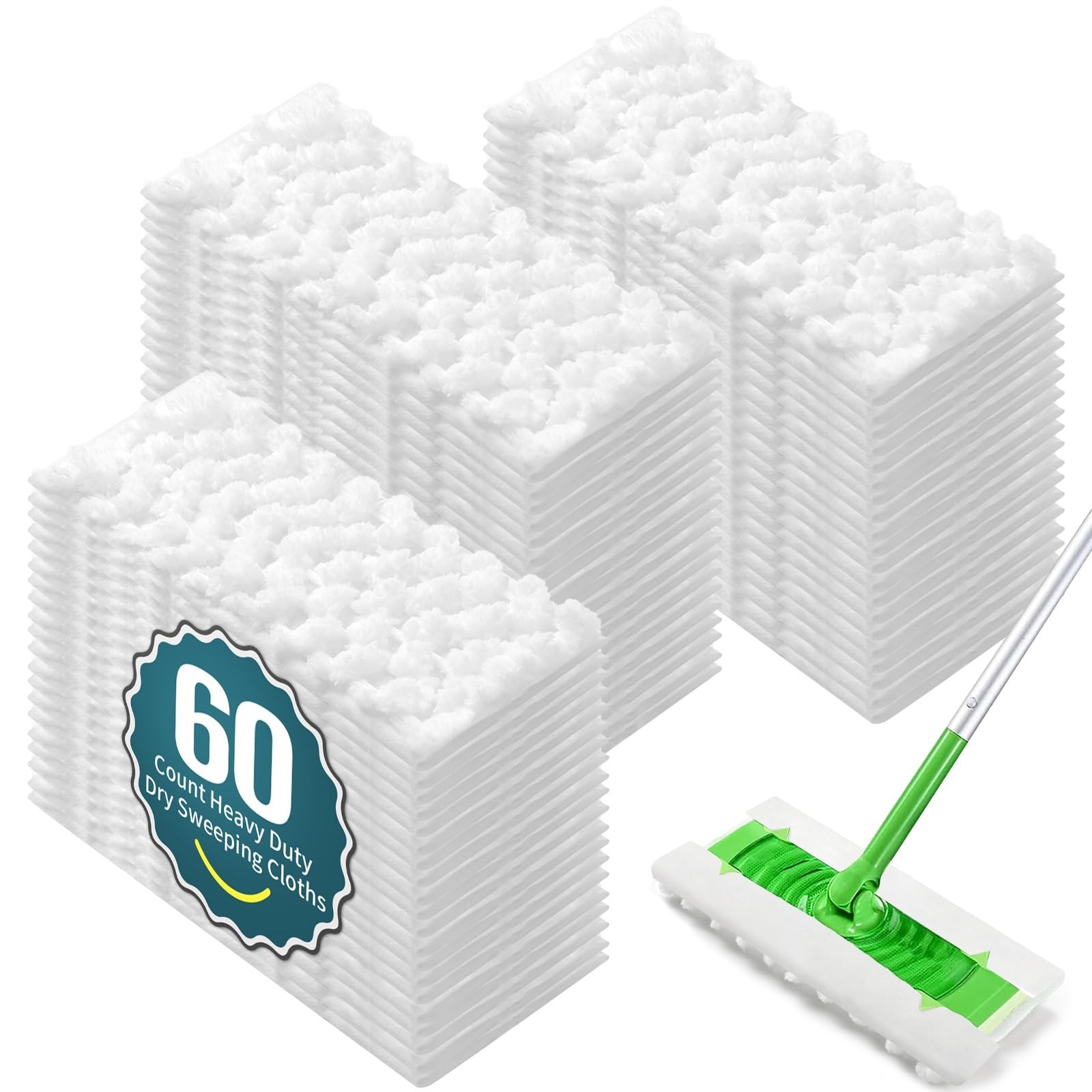 60 Count Pet Dry Sweeping Cloth Refills Compatible with Swiffer Sweeper Mop, ...