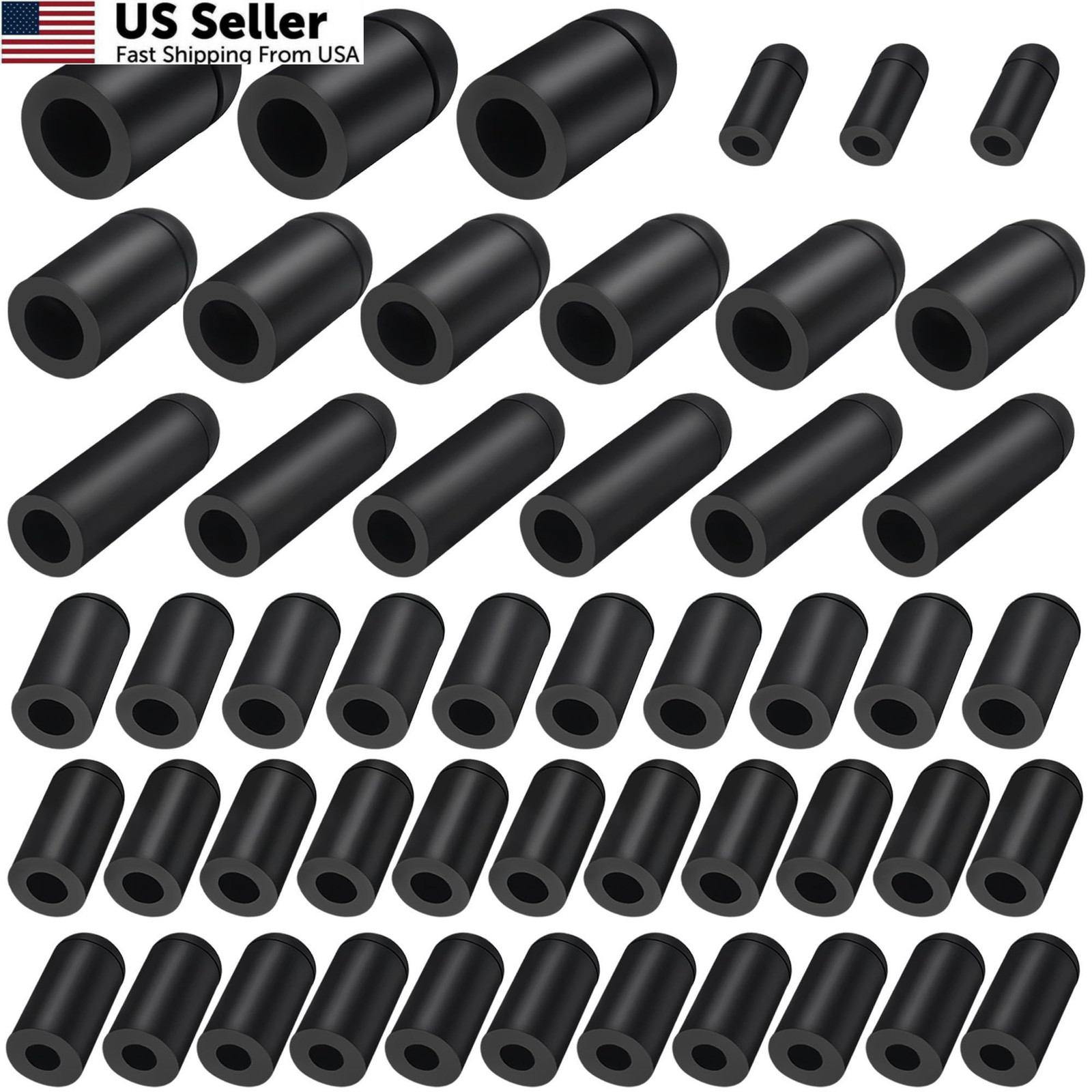63 Pcs Rubber Vacuum Caps Plug Kit Assorted Hose End Carburetor Automotive USA