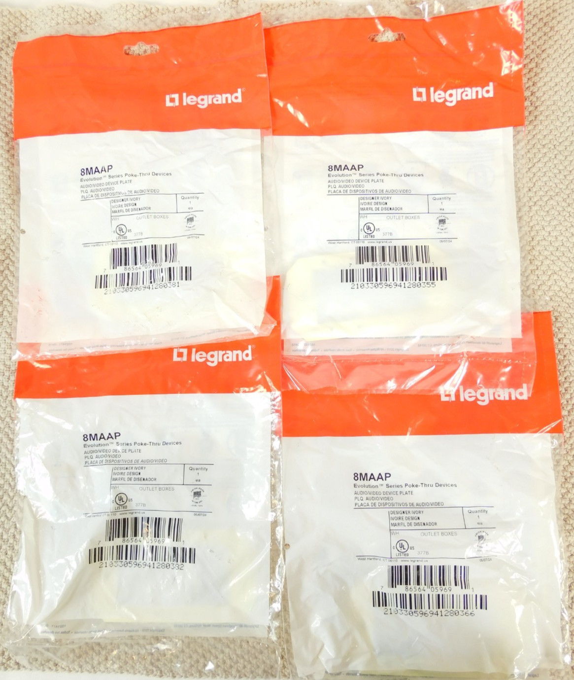 Evolution 8AT Series AVIP Device Plate 8MAAP Wiremold - QUANTITY OF 4