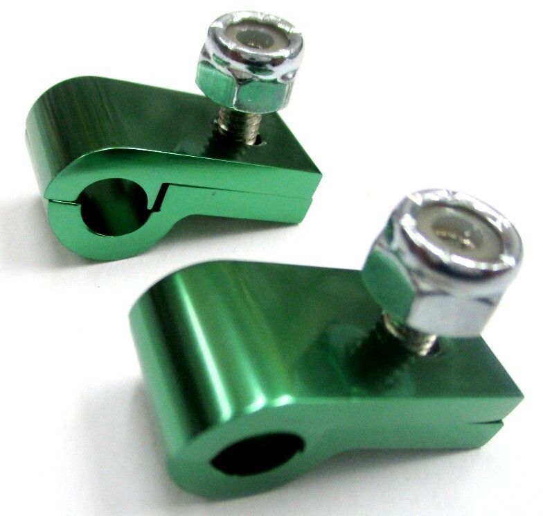 Line mounting p Clamp 9/16" i.d  ID Show Polished  Green Anodized Alum 2 pk