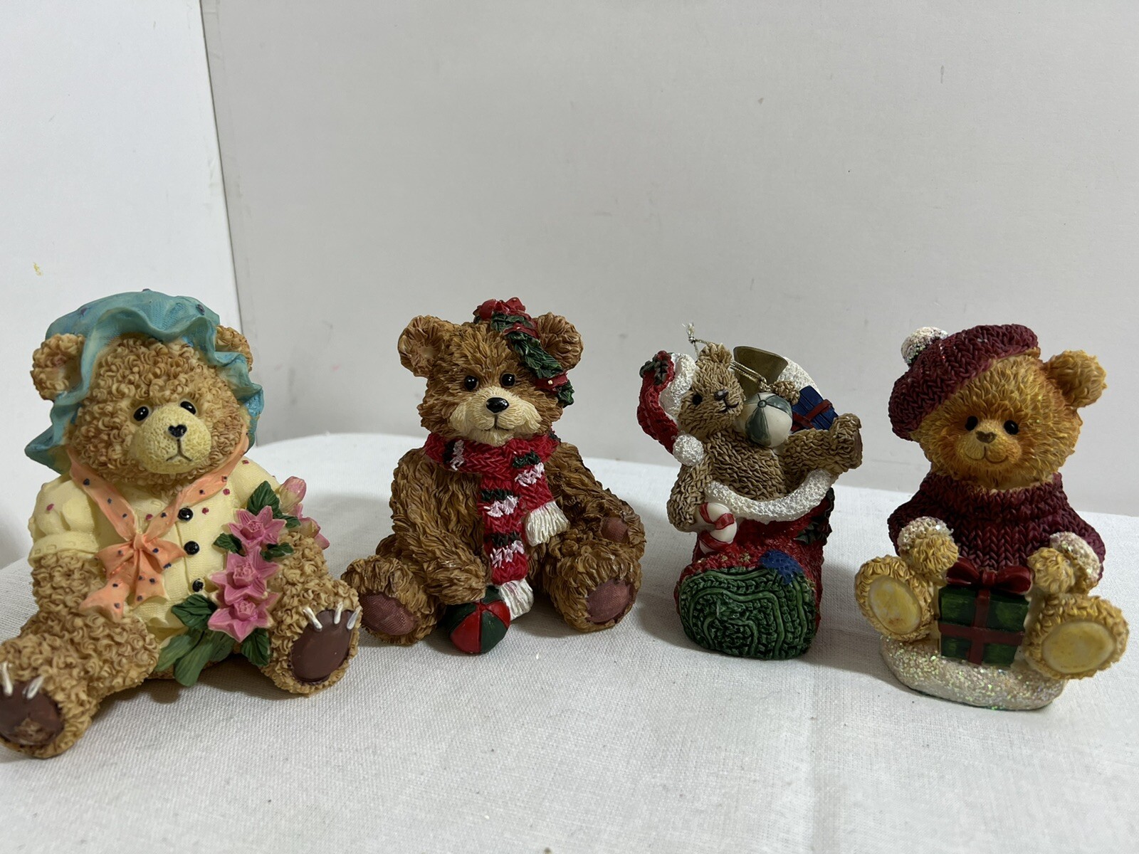 Lot of 4 Holiday Bears Figurines 4”