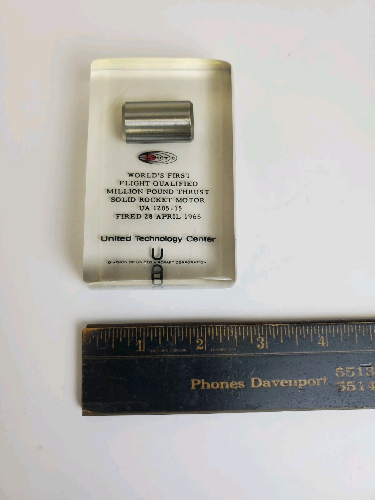 1965 1st Flight Qualified Million Lb. Thrust Solid Rocket Motor United Technoly